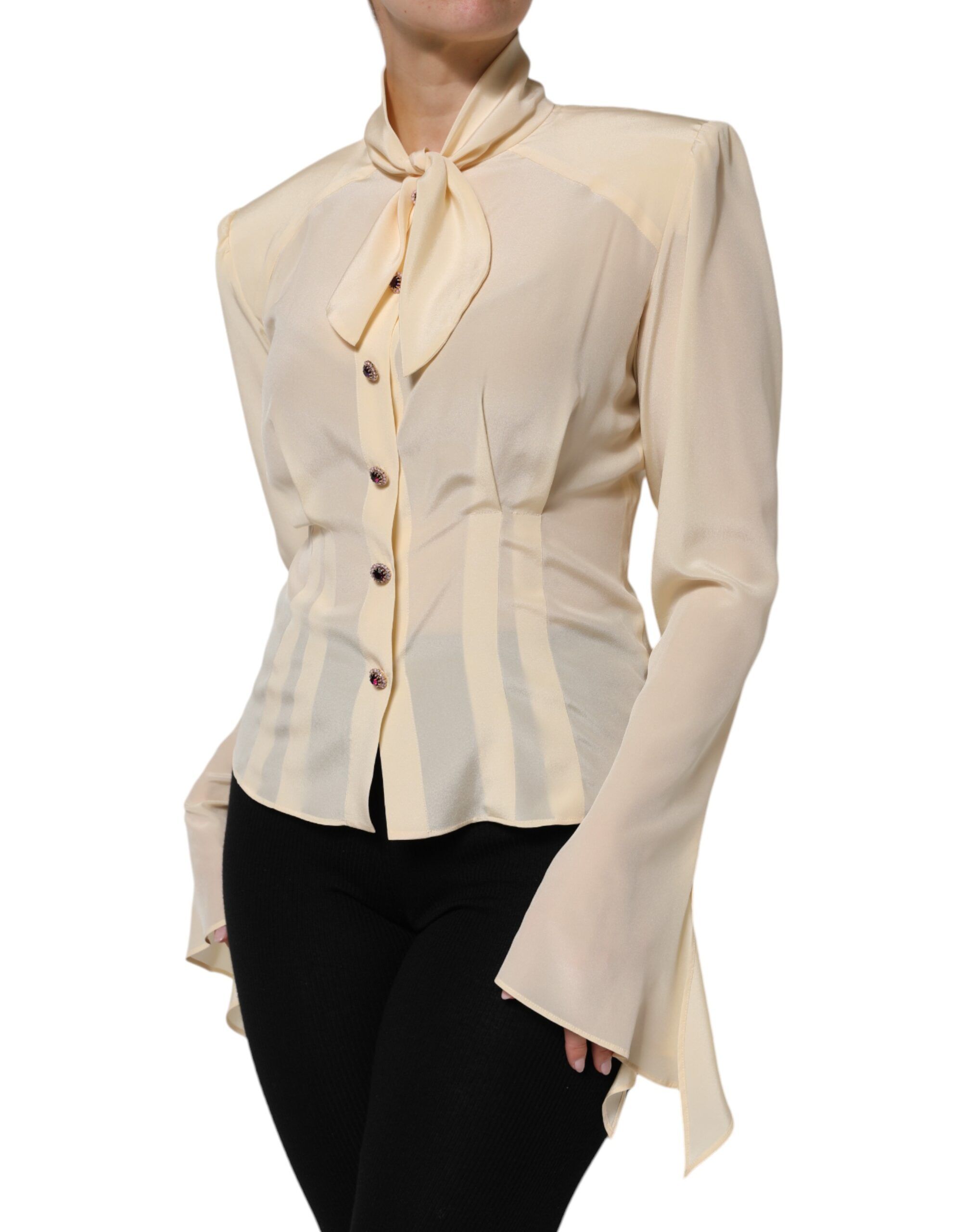 Light Ascot Collar Buttoned Blouse Women's Top (Pre-Owned) - Dolce & Gabbana - Modalova