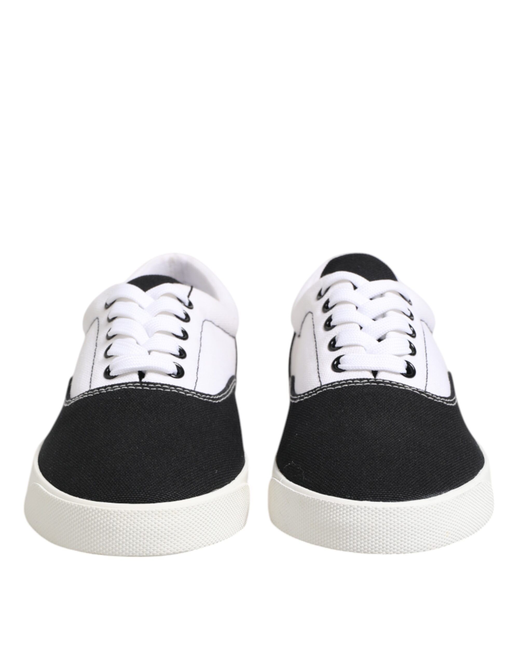 Black Cotton Canvas Lace Up Men Sneakers Men's Shoes - Dolce & Gabbana - Modalova