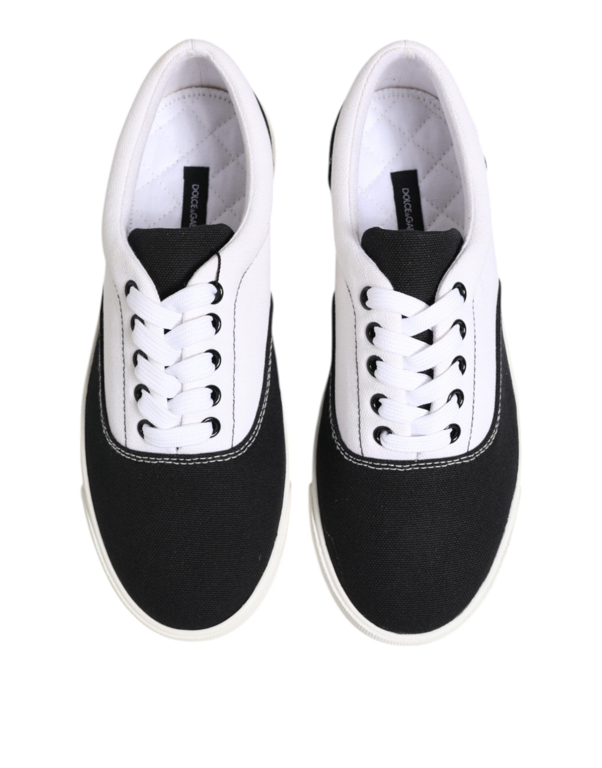 Black Cotton Canvas Lace Up Men Sneakers Men's Shoes - Dolce & Gabbana - Modalova