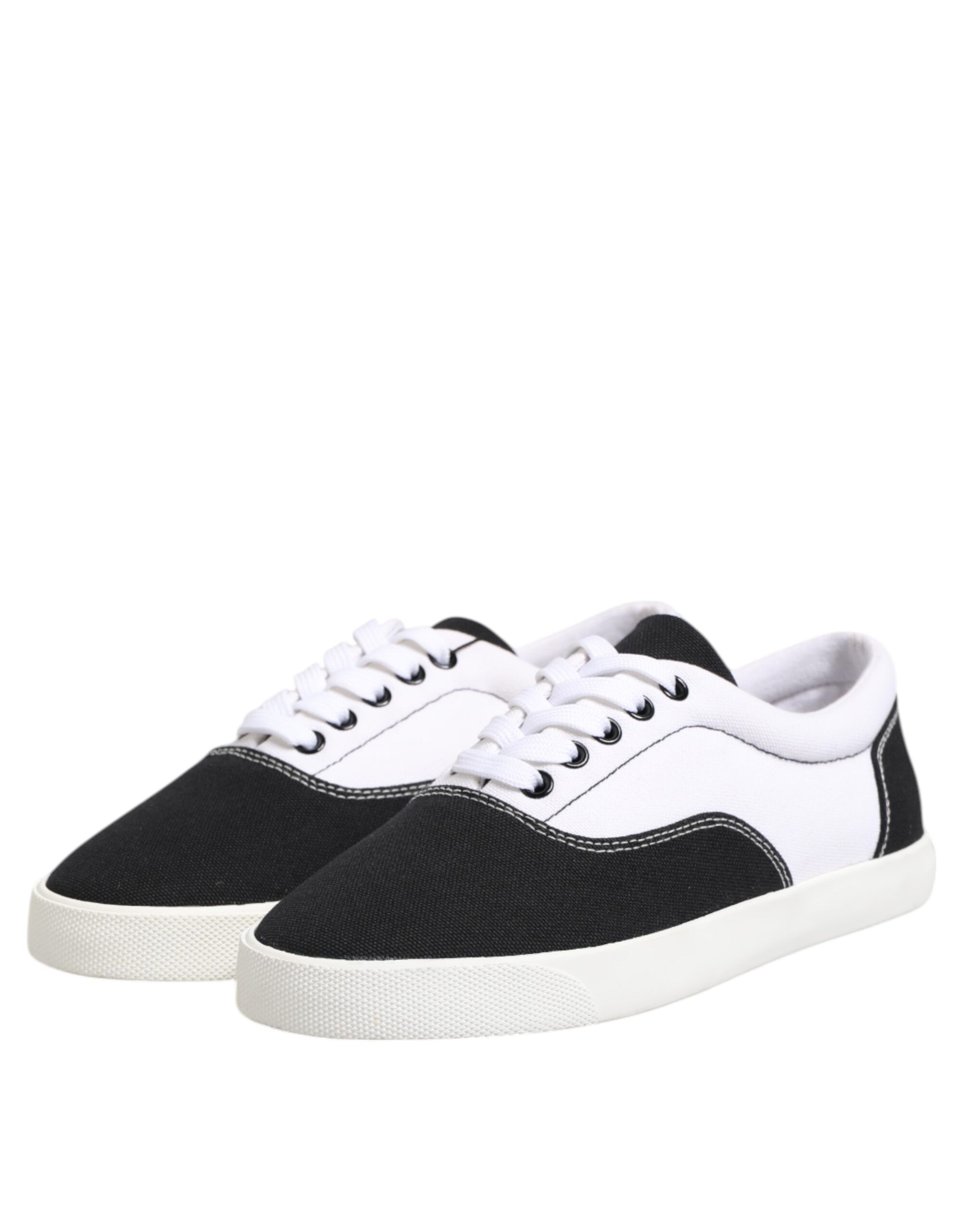 Black Cotton Canvas Lace Up Men Sneakers Men's Shoes - Dolce & Gabbana - Modalova