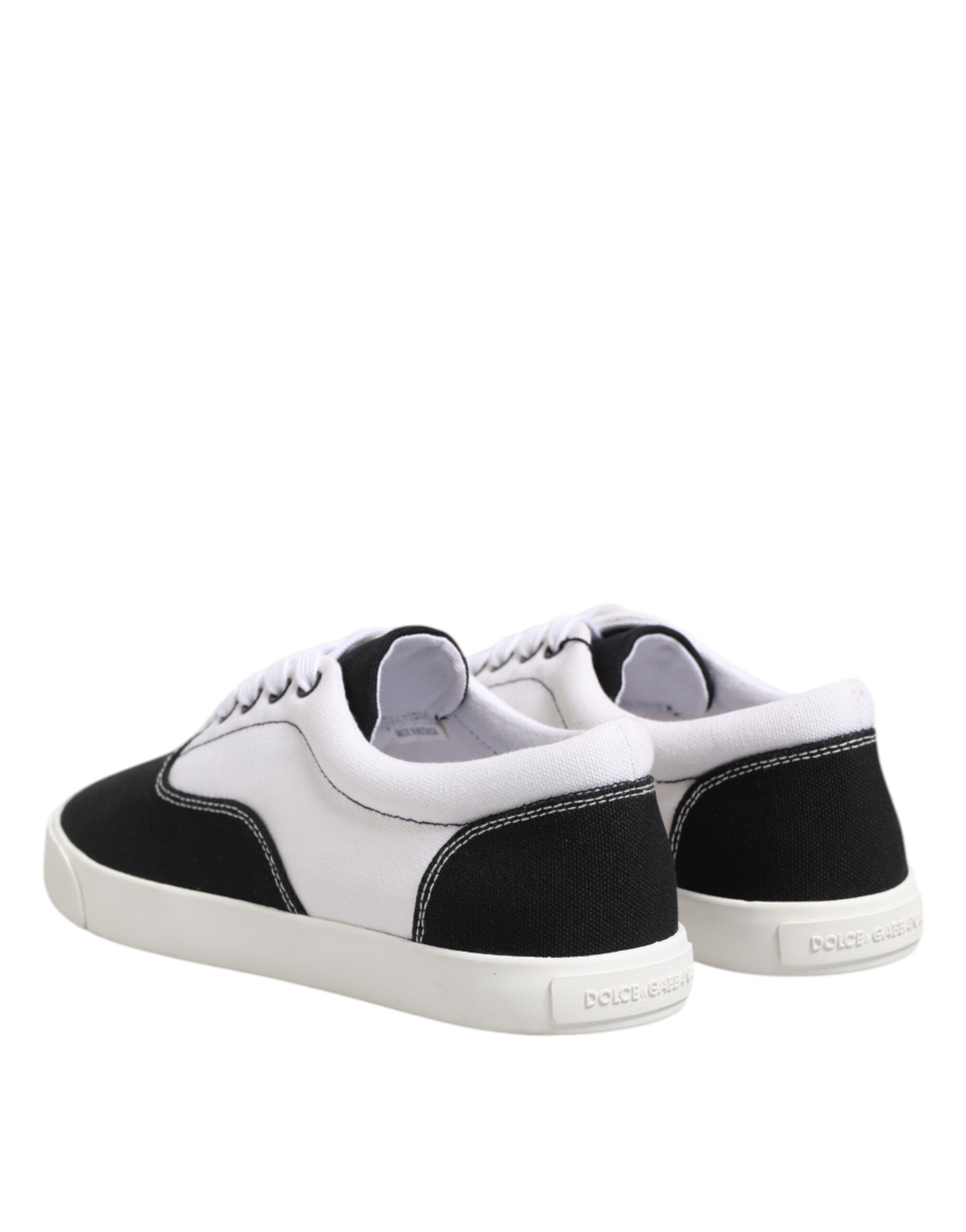 Black Cotton Canvas Lace Up Men Sneakers Men's Shoes - Dolce & Gabbana - Modalova