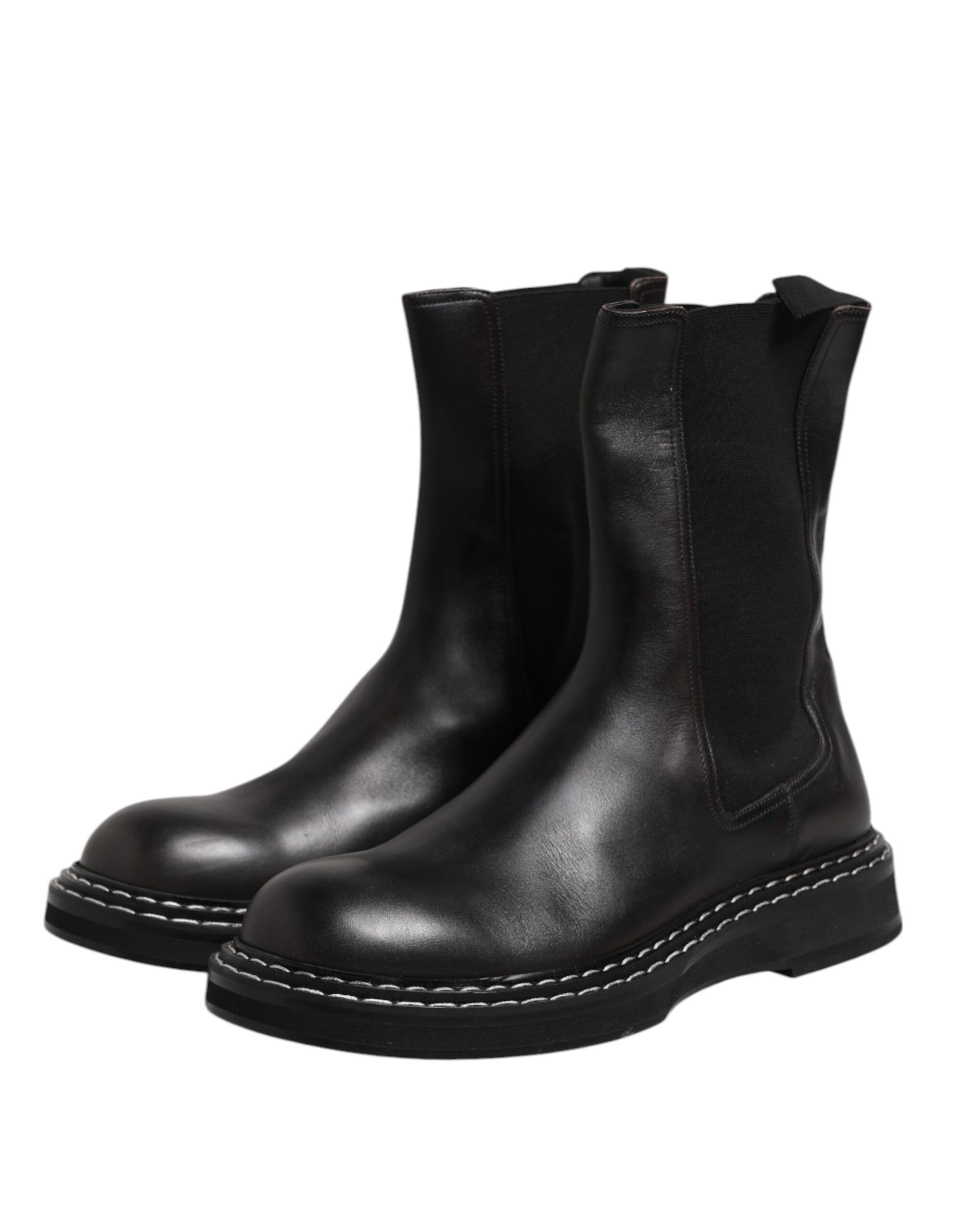 Leather Mid Calf Boots Flats Men's Shoes - Dolce & Gabbana - Modalova