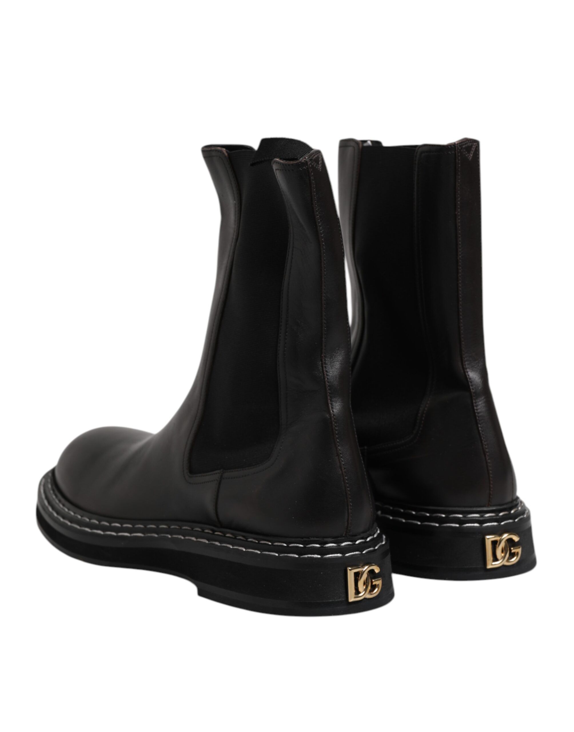 Leather Mid Calf Boots Flats Men's Shoes - Dolce & Gabbana - Modalova