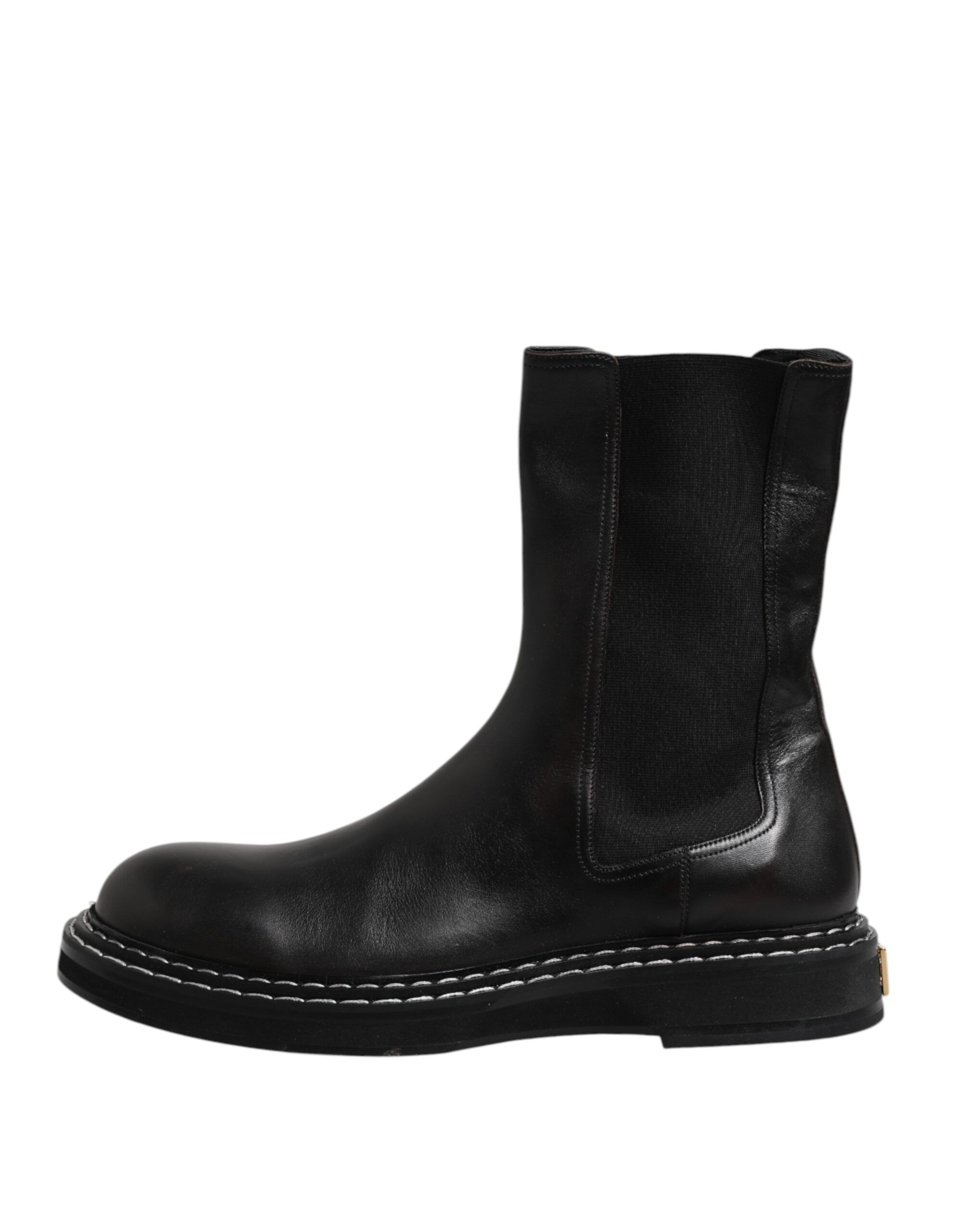 Leather Mid Calf Boots Flats Men's Shoes - Dolce & Gabbana - Modalova