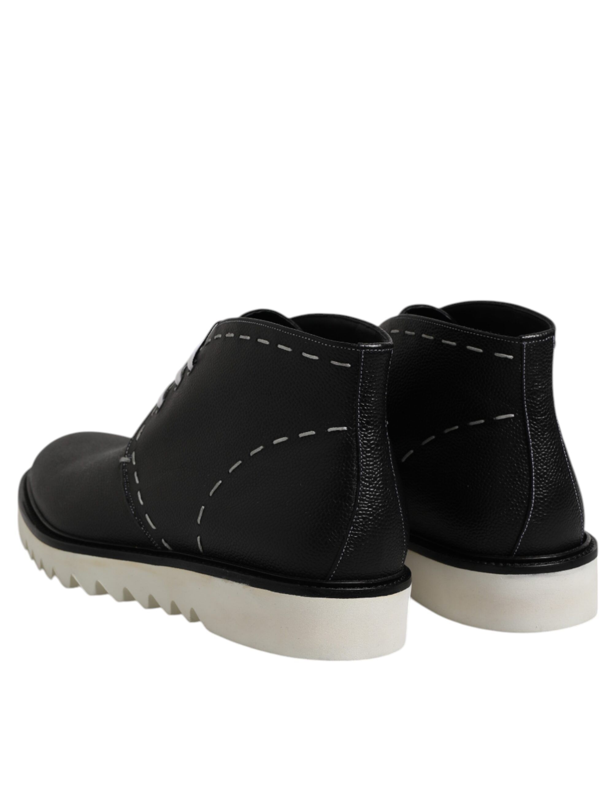 Black White Leather Ankle Boots Men's Shoes - Dolce & Gabbana - Modalova
