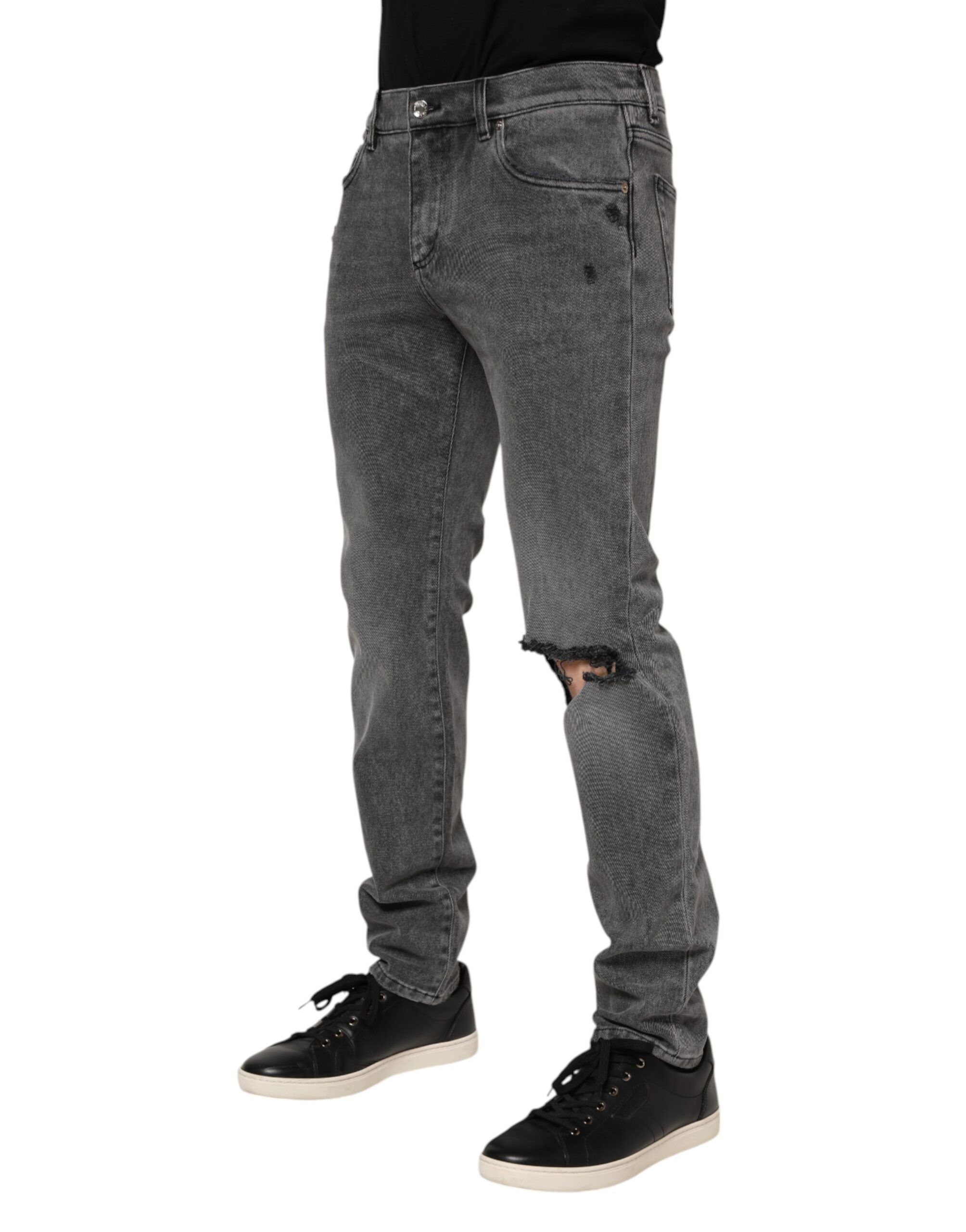 Cotton Logo Plaque Denim Men's Jeans - Dolce & Gabbana - Modalova