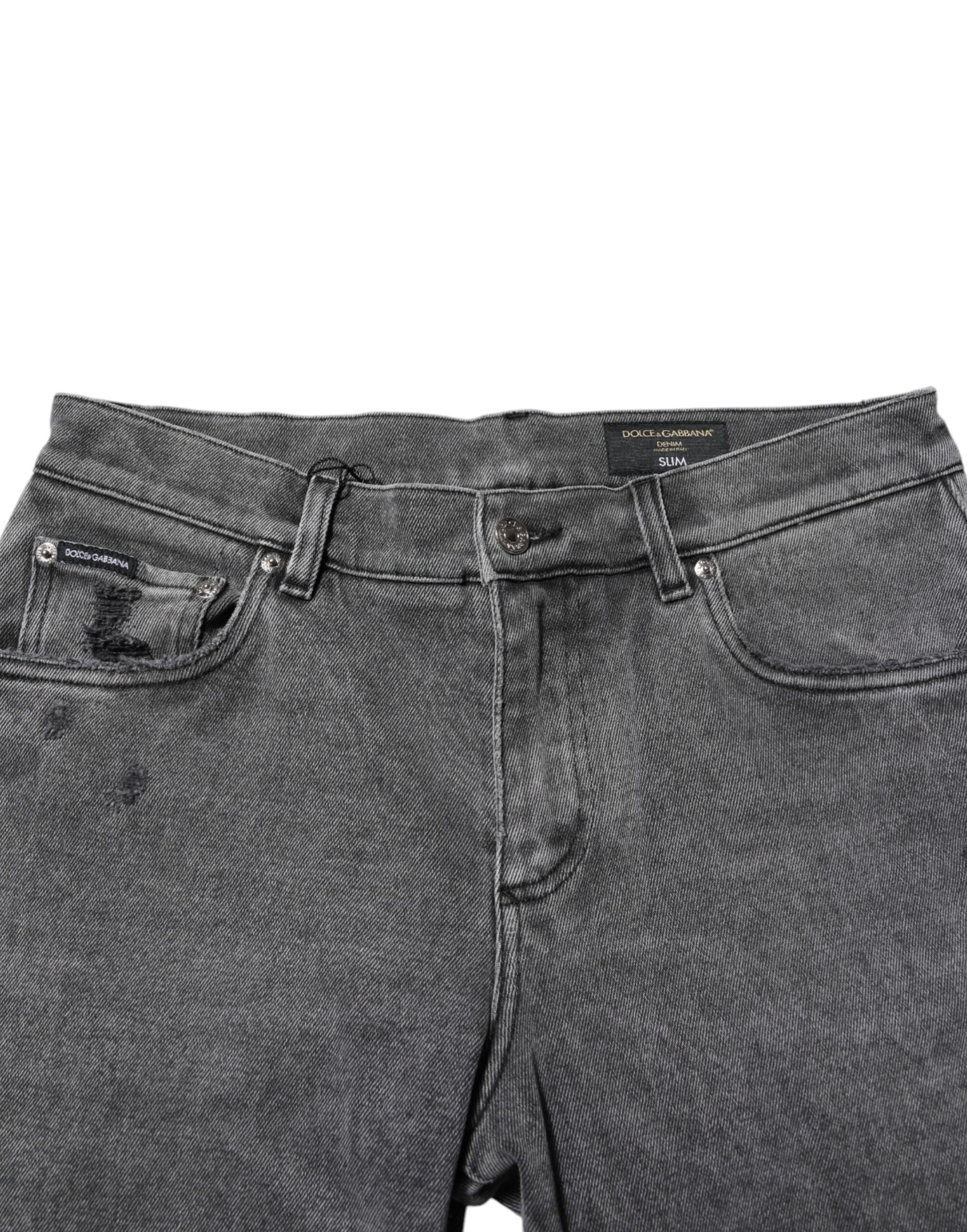 Cotton Logo Plaque Denim Men's Jeans - Dolce & Gabbana - Modalova
