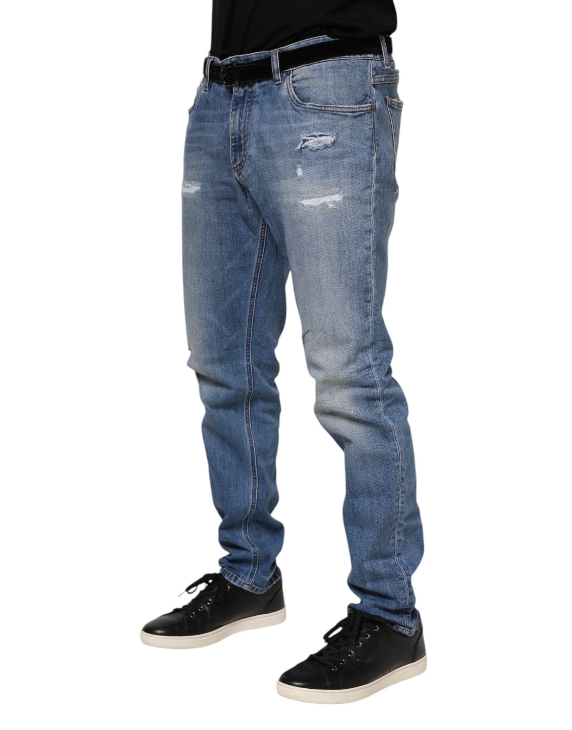 Washed Tattered Logo Plaque Denim Men's Jeans (Pre-Owned) - Dolce & Gabbana - Modalova