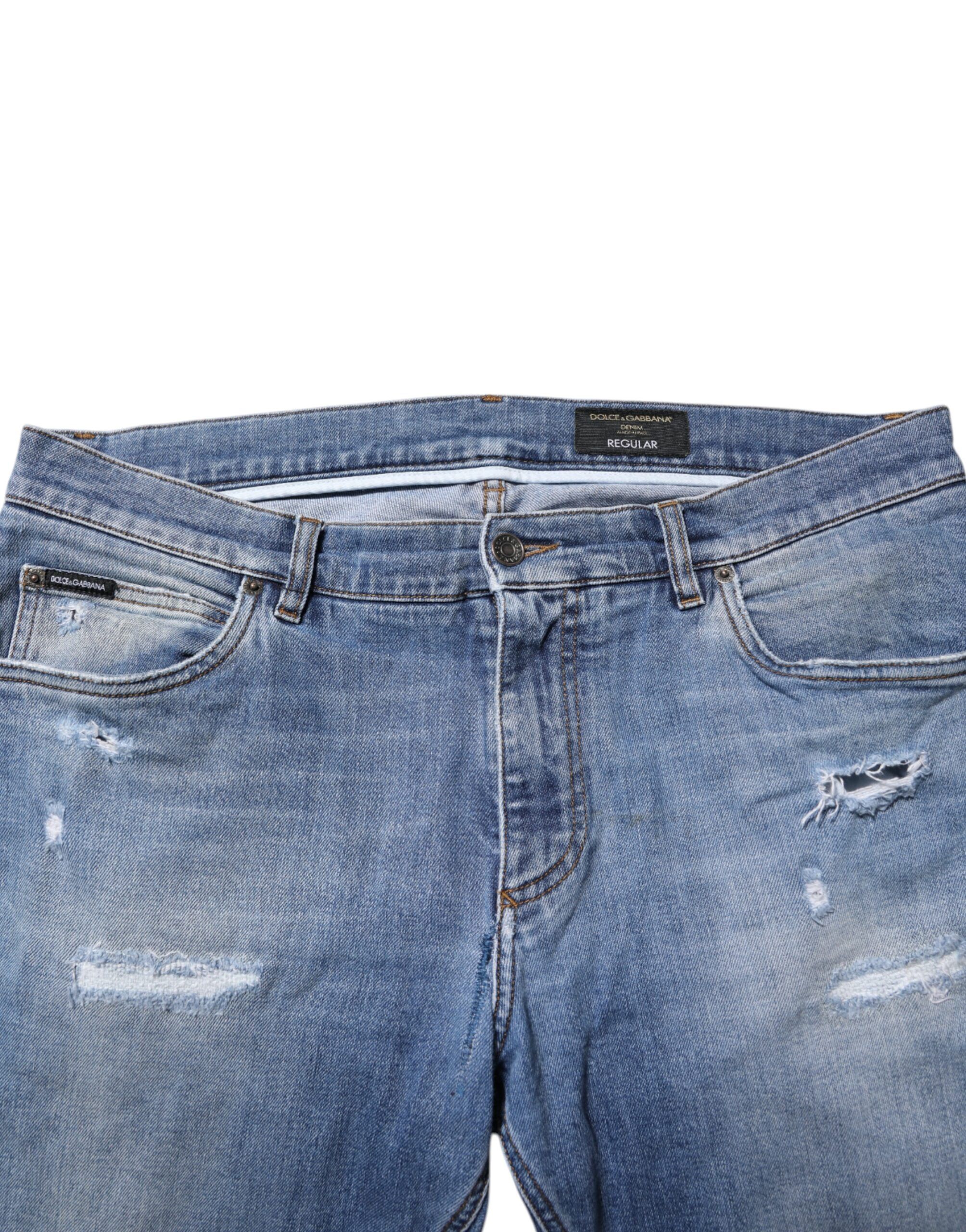 Washed Tattered Logo Plaque Denim Men's Jeans (Pre-Owned) - Dolce & Gabbana - Modalova