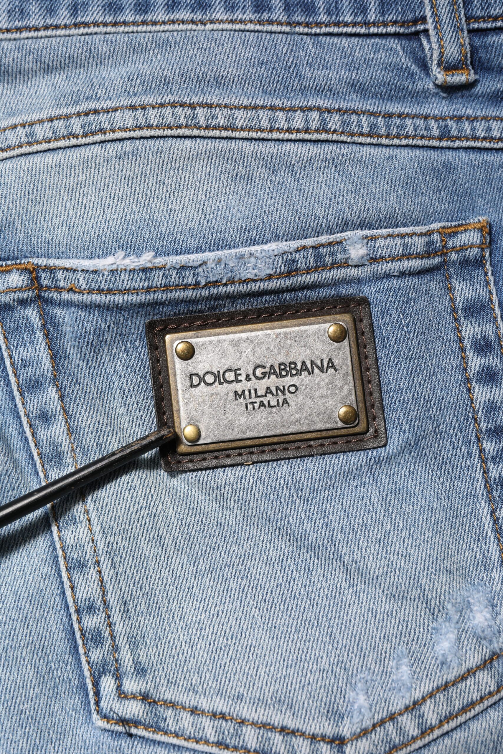 Washed Tattered Logo Plaque Denim Men's Jeans (Pre-Owned) - Dolce & Gabbana - Modalova