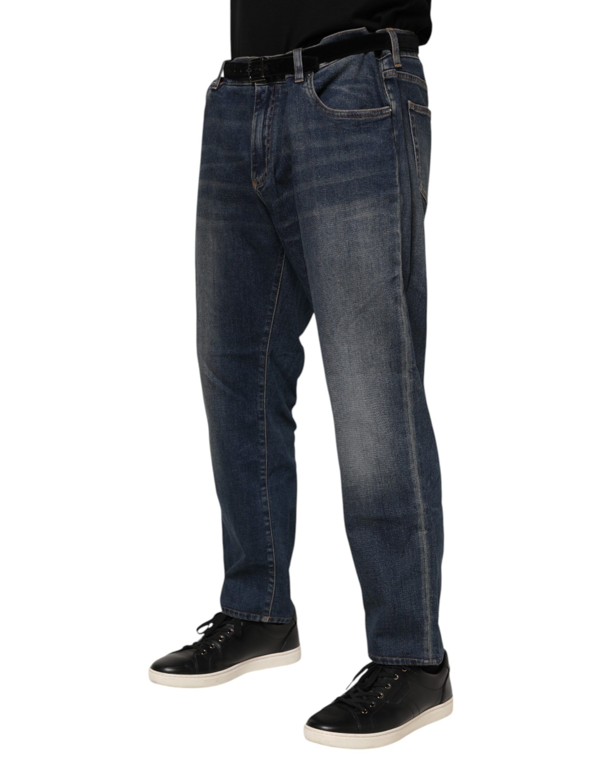 Cotton Logo Plaque Slim Denim Men's Jeans - Dolce & Gabbana - Modalova