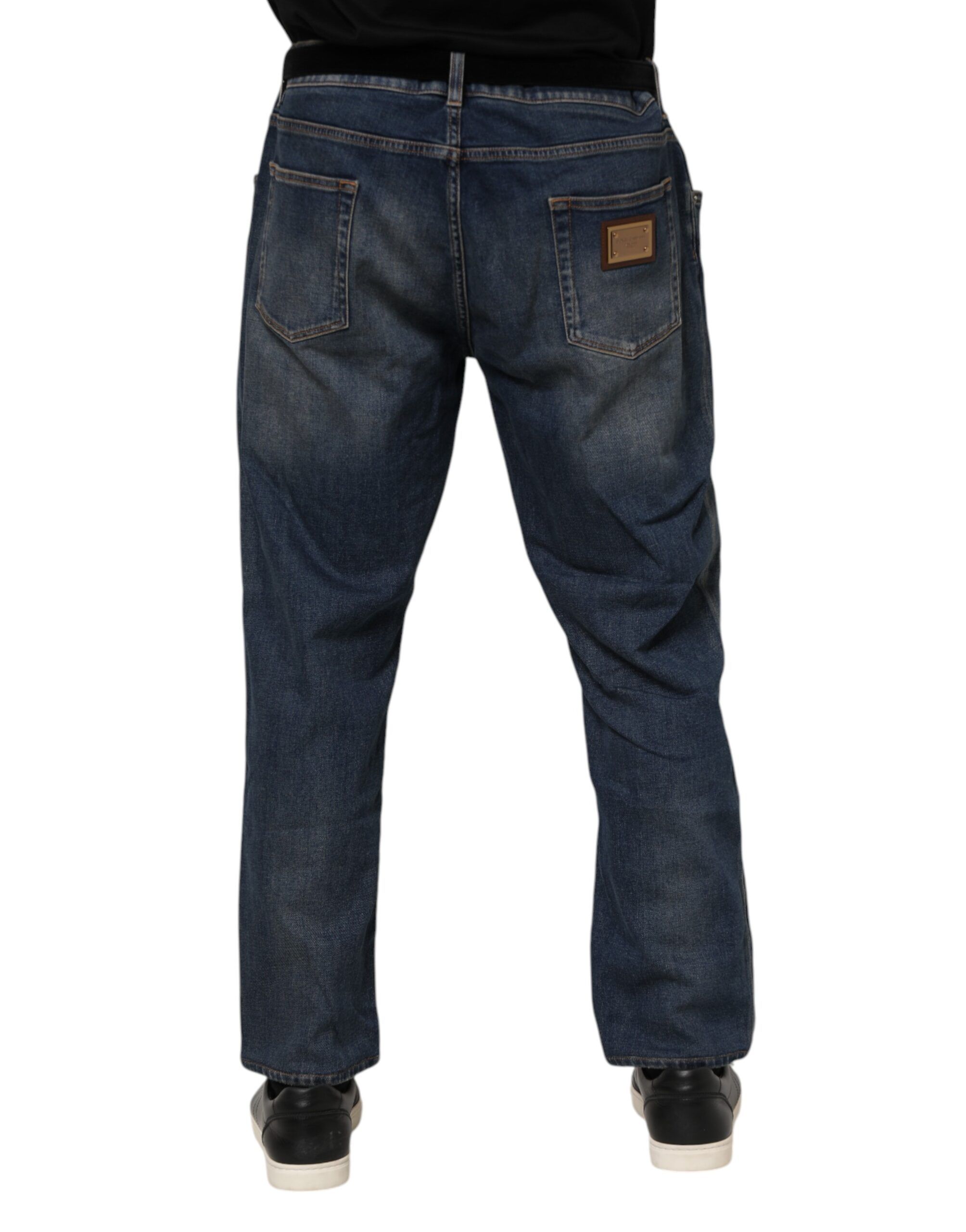 Cotton Logo Plaque Slim Denim Men's Jeans - Dolce & Gabbana - Modalova
