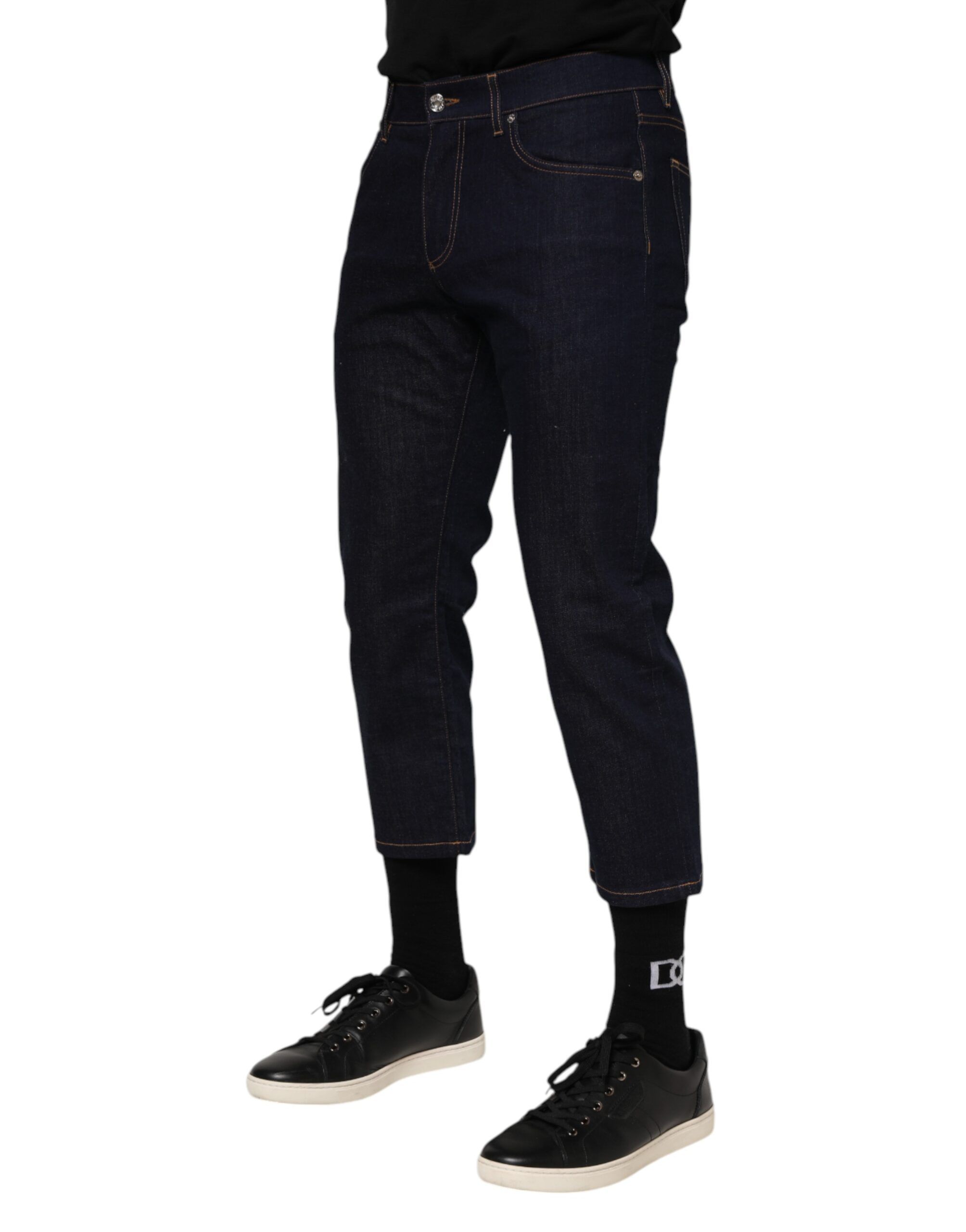Dark Cotton Logo Slim Fit Men Denim Men's Jeans - Dolce & Gabbana - Modalova