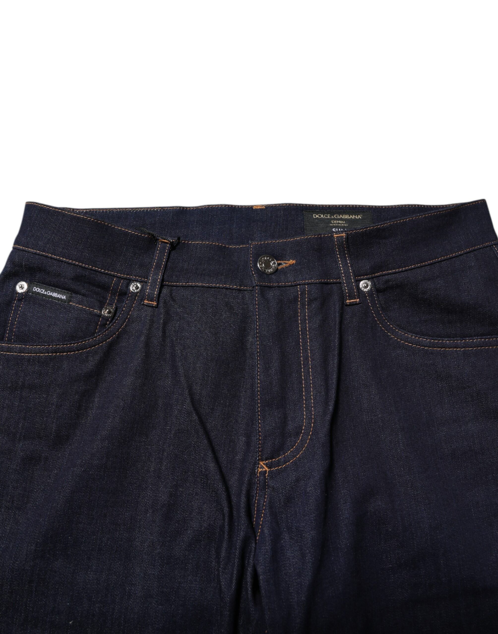 Dark Cotton Logo Slim Fit Men Denim Men's Jeans - Dolce & Gabbana - Modalova