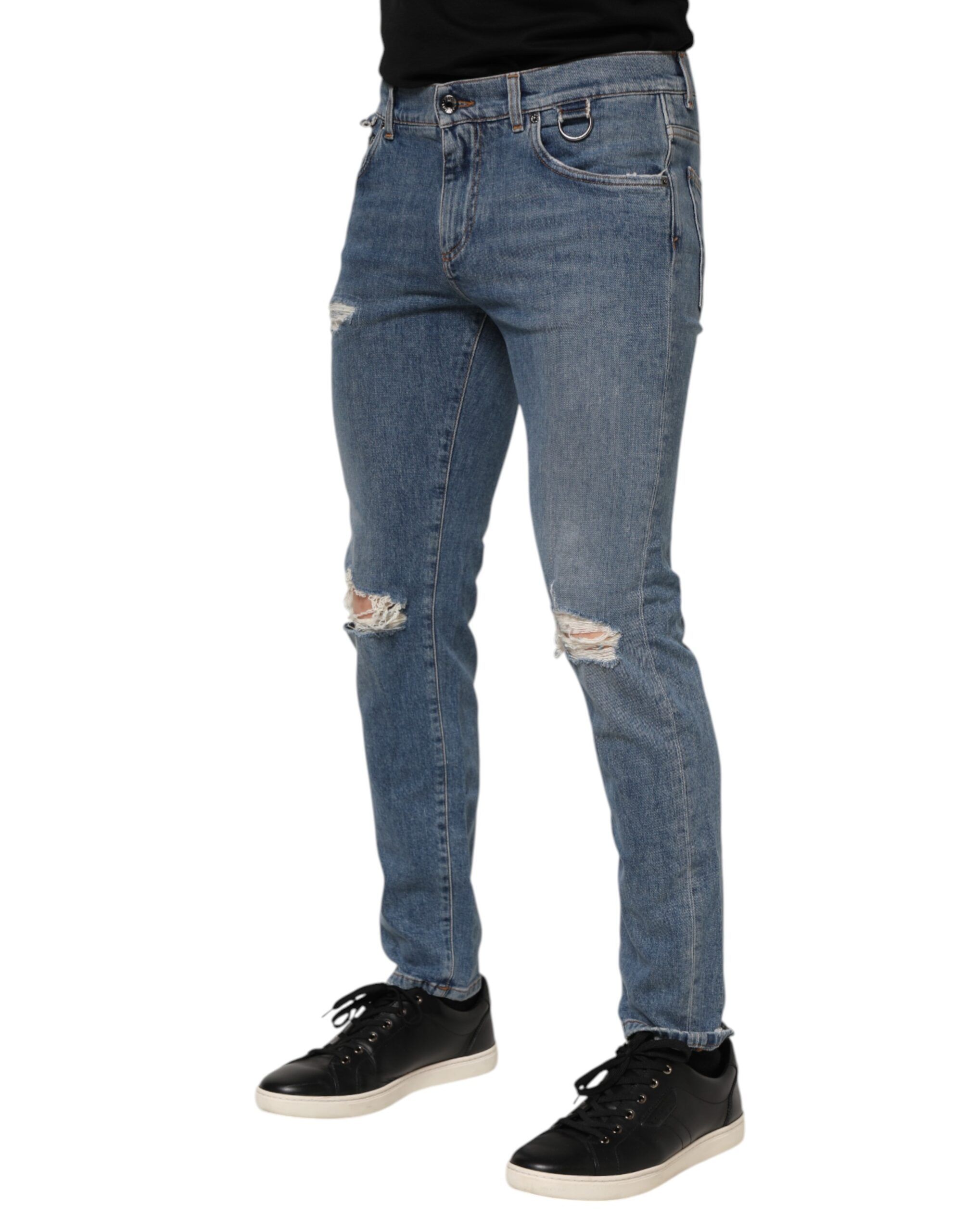 Cotton Tattered Skinny Logo Denim Men's Jeans (Pre-Owned) - Dolce & Gabbana - Modalova