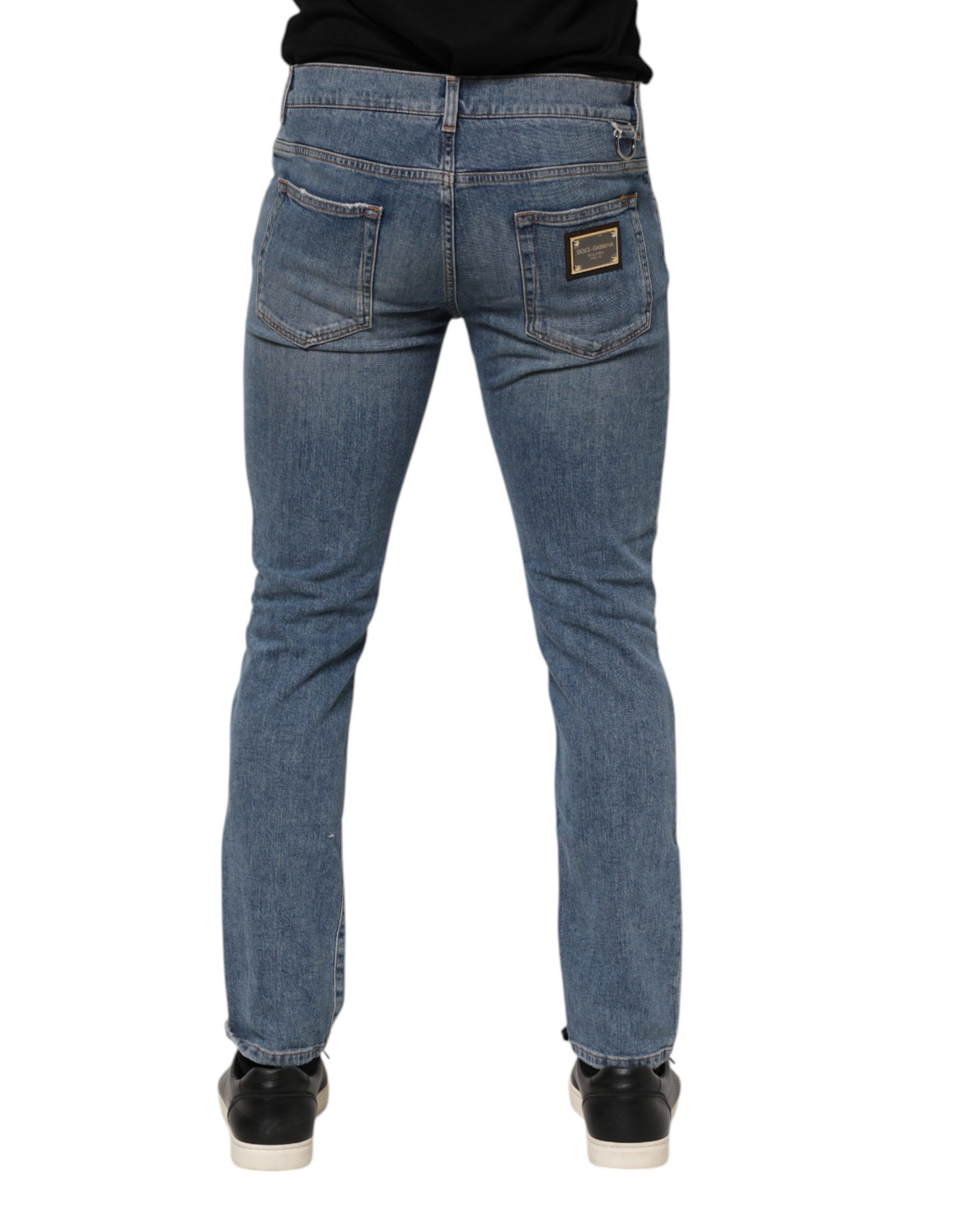 Cotton Tattered Skinny Logo Denim Men's Jeans (Pre-Owned) - Dolce & Gabbana - Modalova