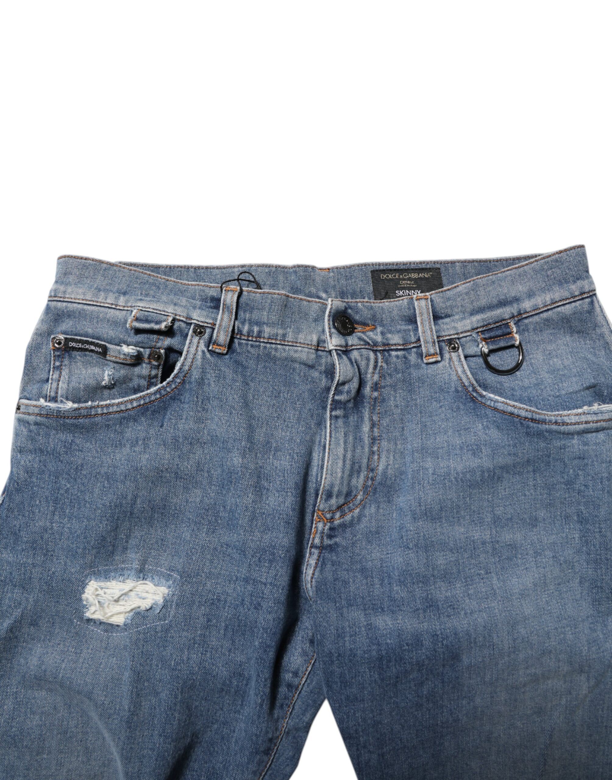 Cotton Tattered Skinny Logo Denim Men's Jeans (Pre-Owned) - Dolce & Gabbana - Modalova
