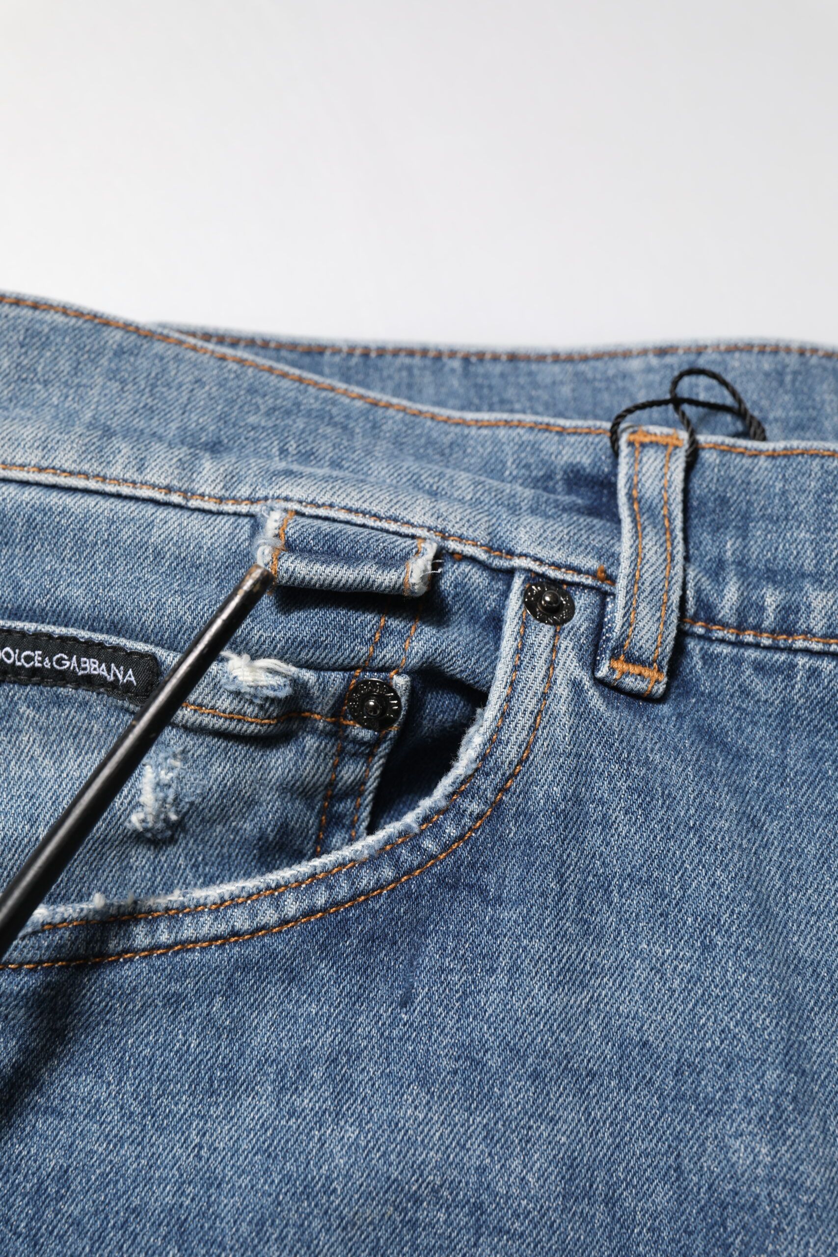 Cotton Tattered Skinny Logo Denim Men's Jeans (Pre-Owned) - Dolce & Gabbana - Modalova