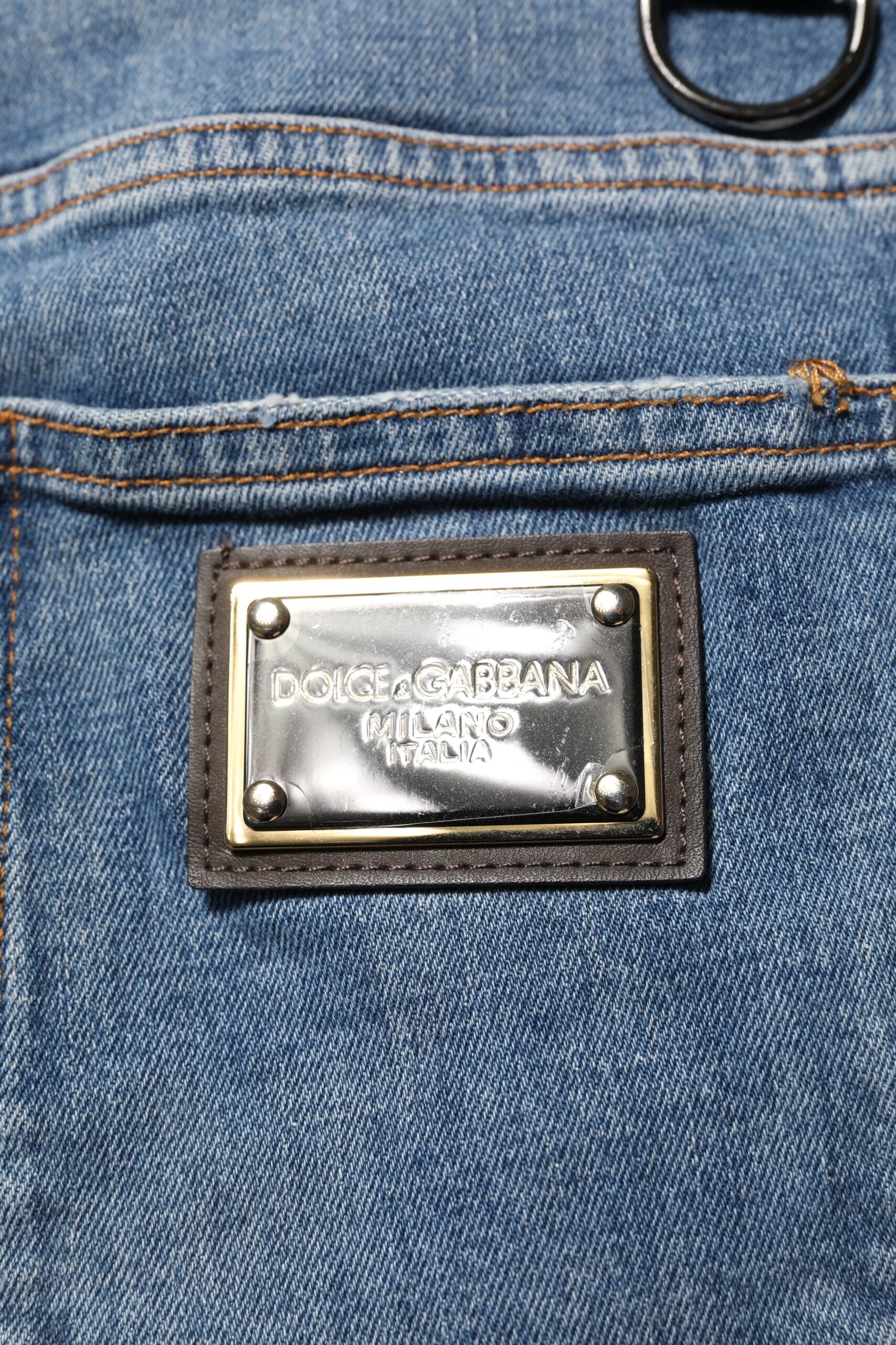 Cotton Tattered Skinny Logo Denim Men's Jeans (Pre-Owned) - Dolce & Gabbana - Modalova