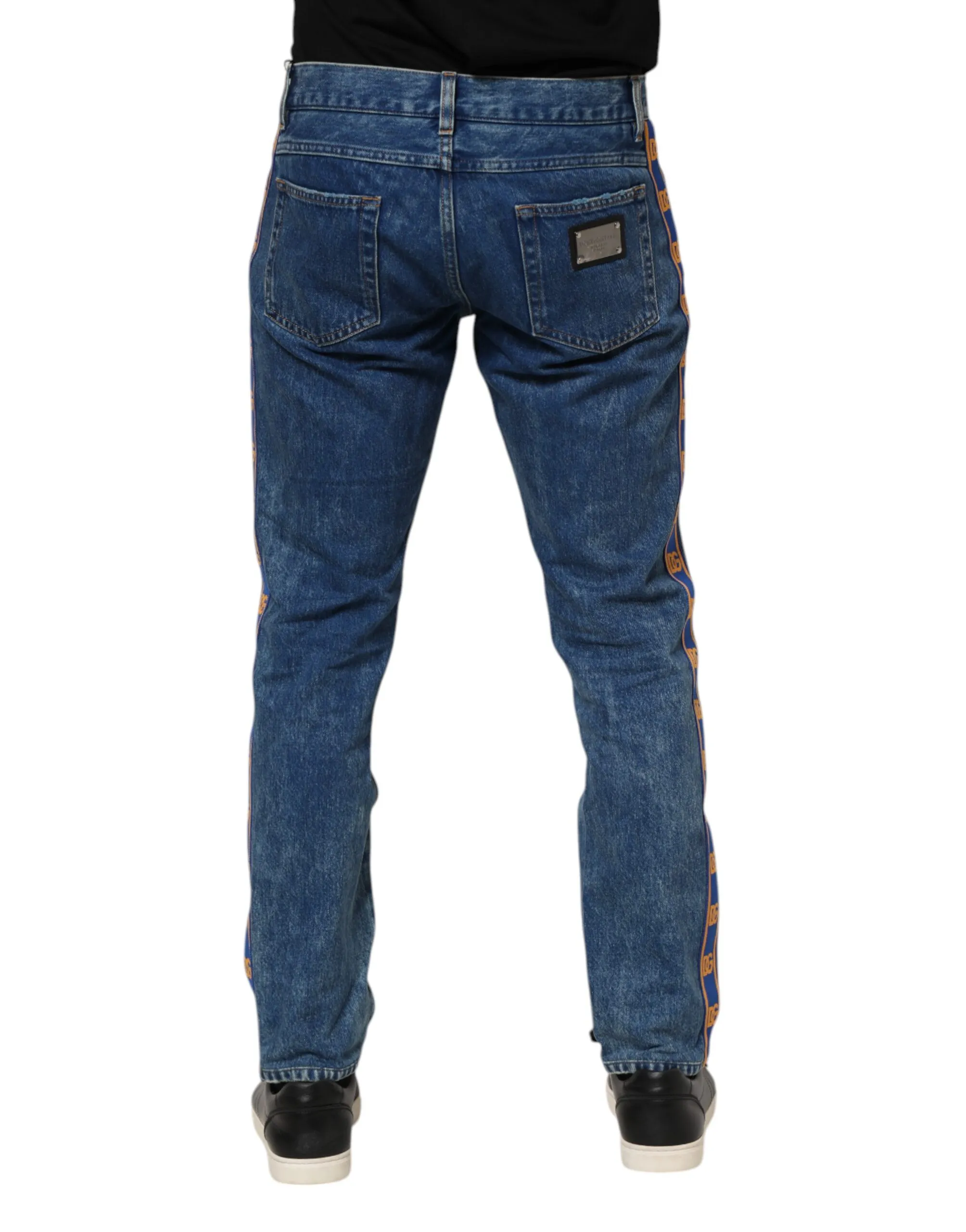Cotton Logo Plaque Denim Men's Jeans - Dolce & Gabbana - Modalova