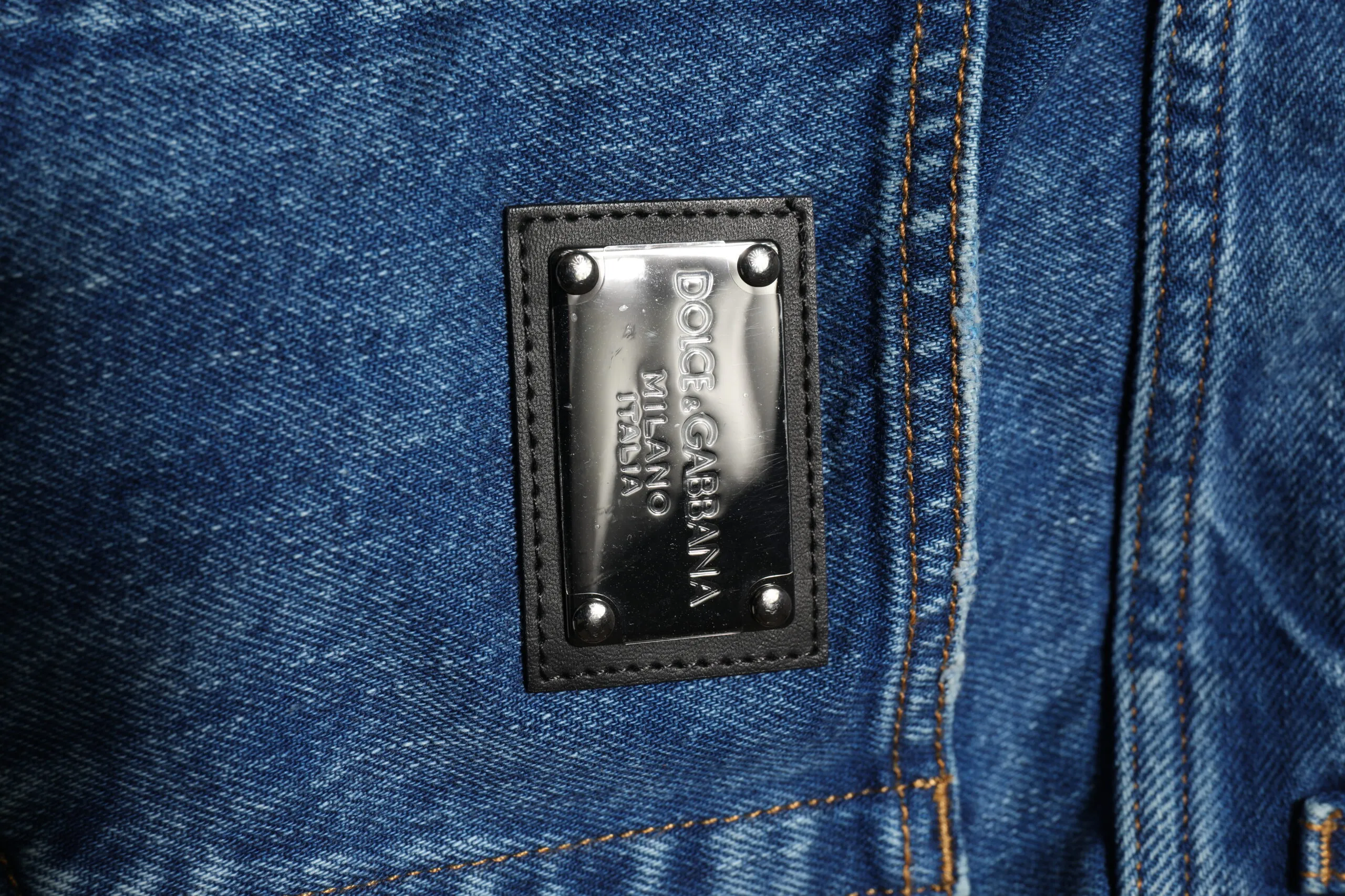 Cotton Logo Plaque Denim Men's Jeans - Dolce & Gabbana - Modalova