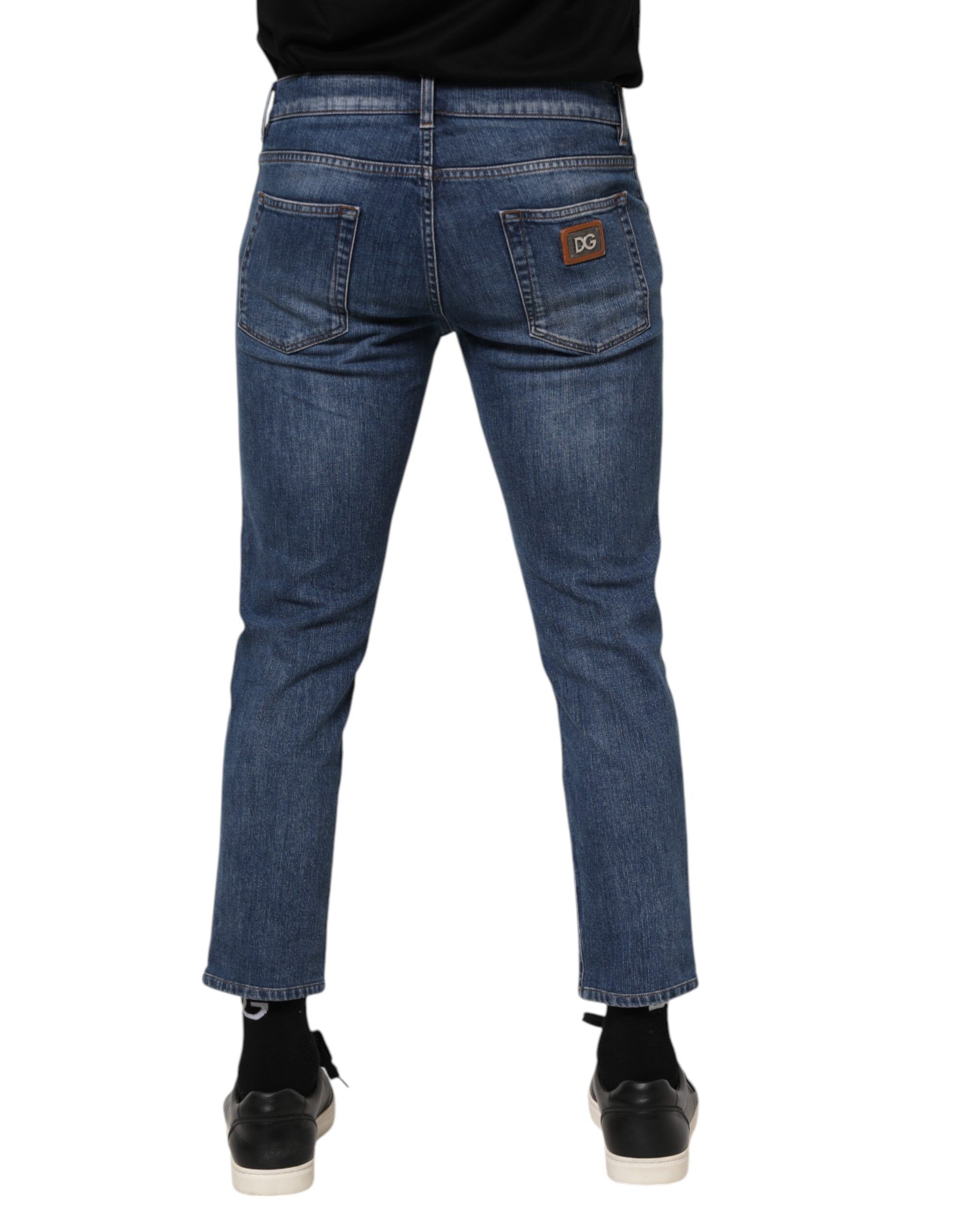 Cotton Logo Plaque Denim Men's Jeans - Dolce & Gabbana - Modalova