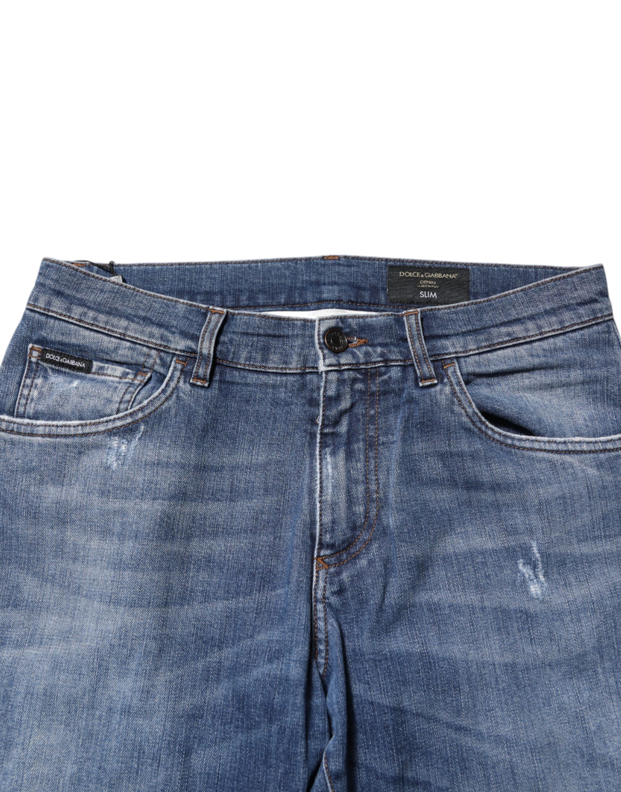 Cotton Logo Plaque Denim Men's Jeans - Dolce & Gabbana - Modalova