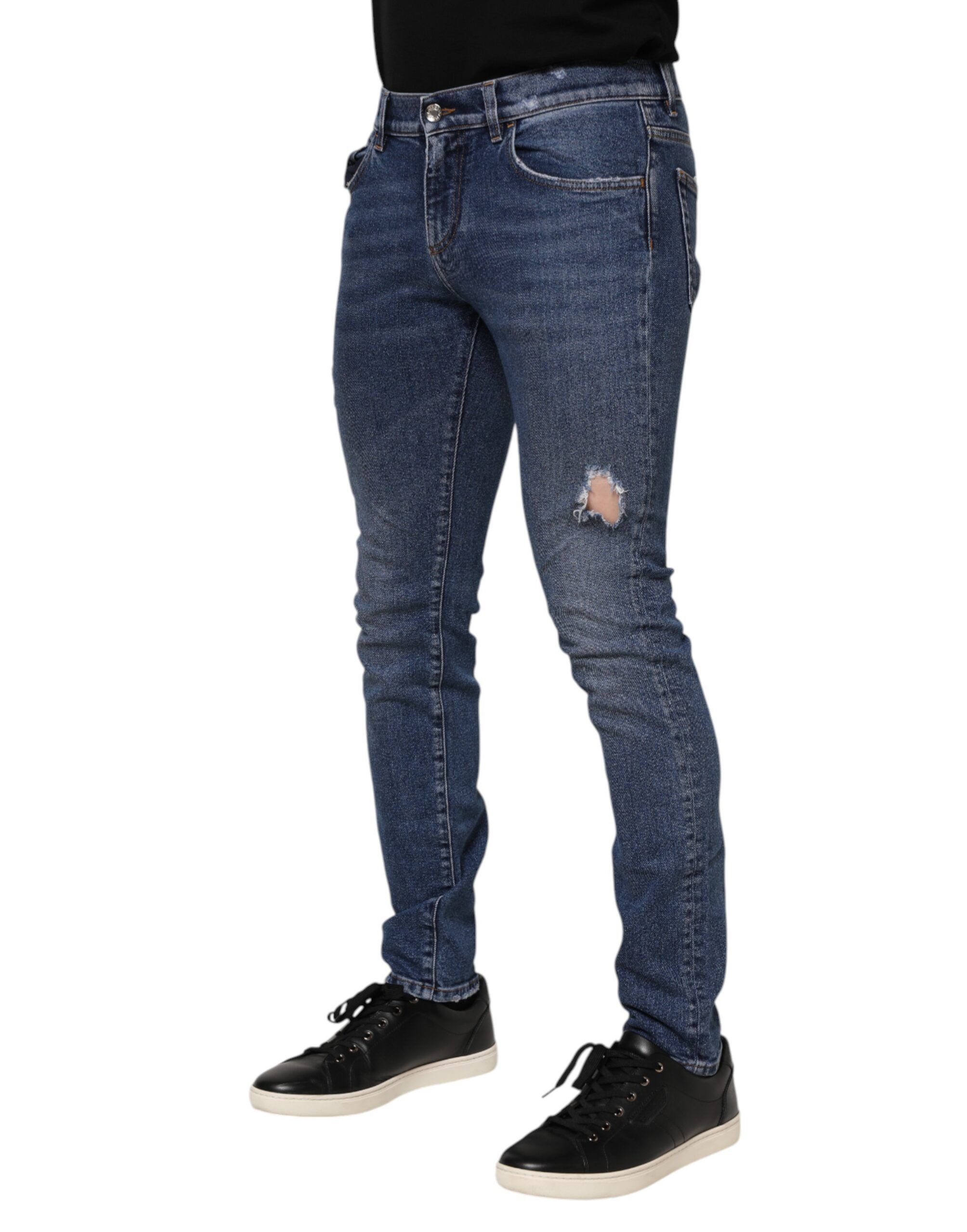 Cotton Logo Plaque Skinny Men Denim Men's Jeans - Dolce & Gabbana - Modalova