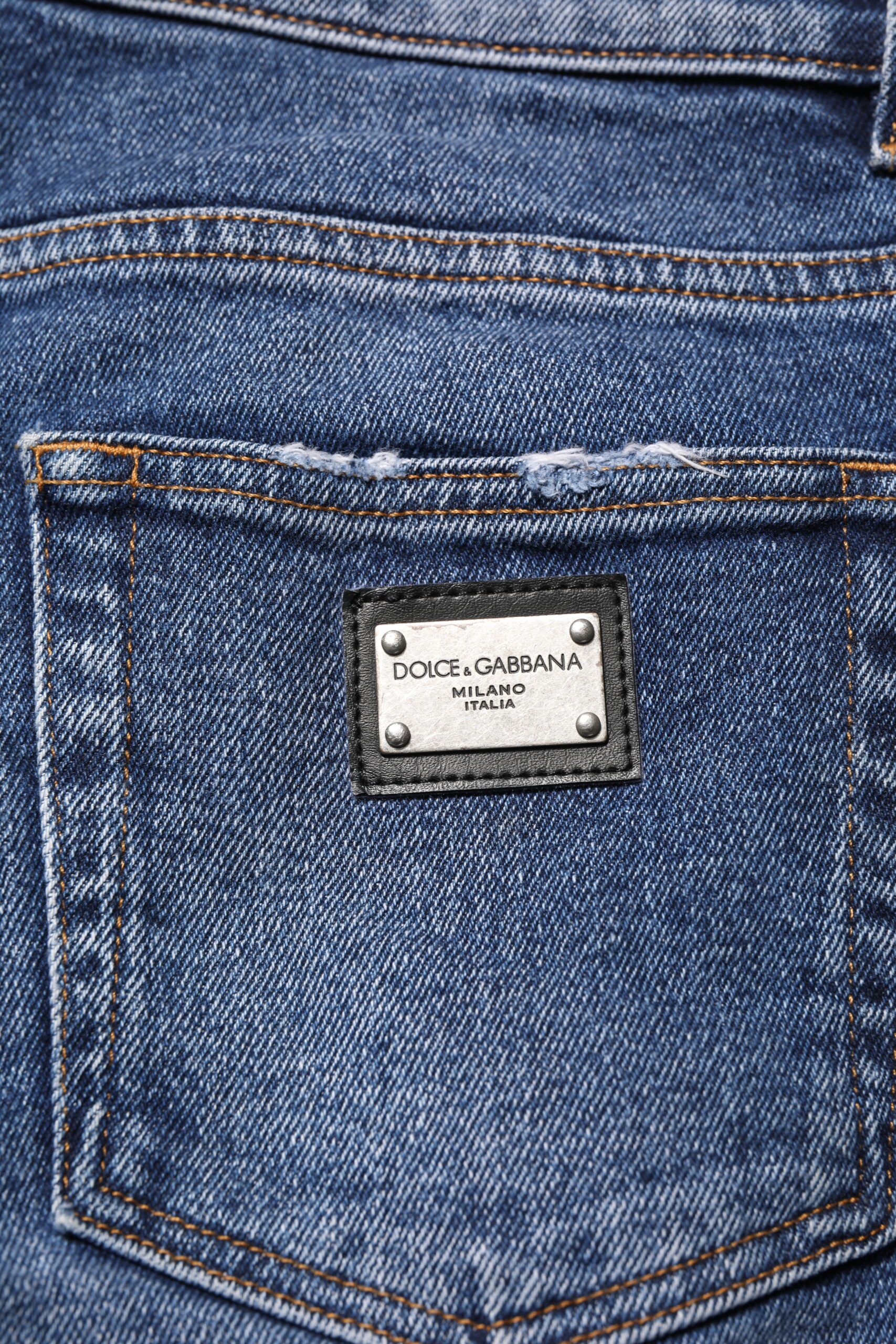Cotton Logo Plaque Skinny Men Denim Men's Jeans - Dolce & Gabbana - Modalova
