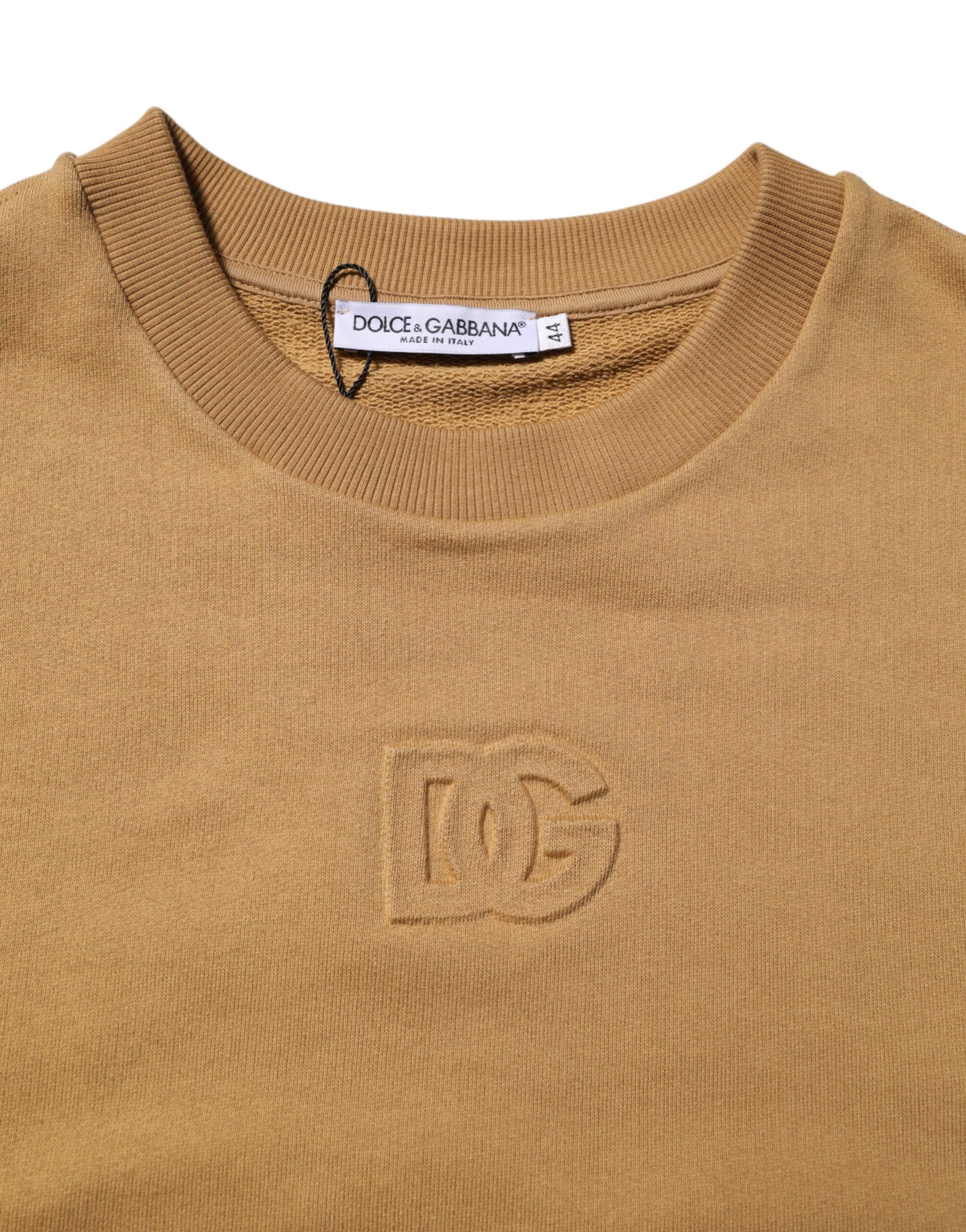 Mustard Cotton DG Embossed Pullover Men's Sweater - Dolce & Gabbana - Modalova