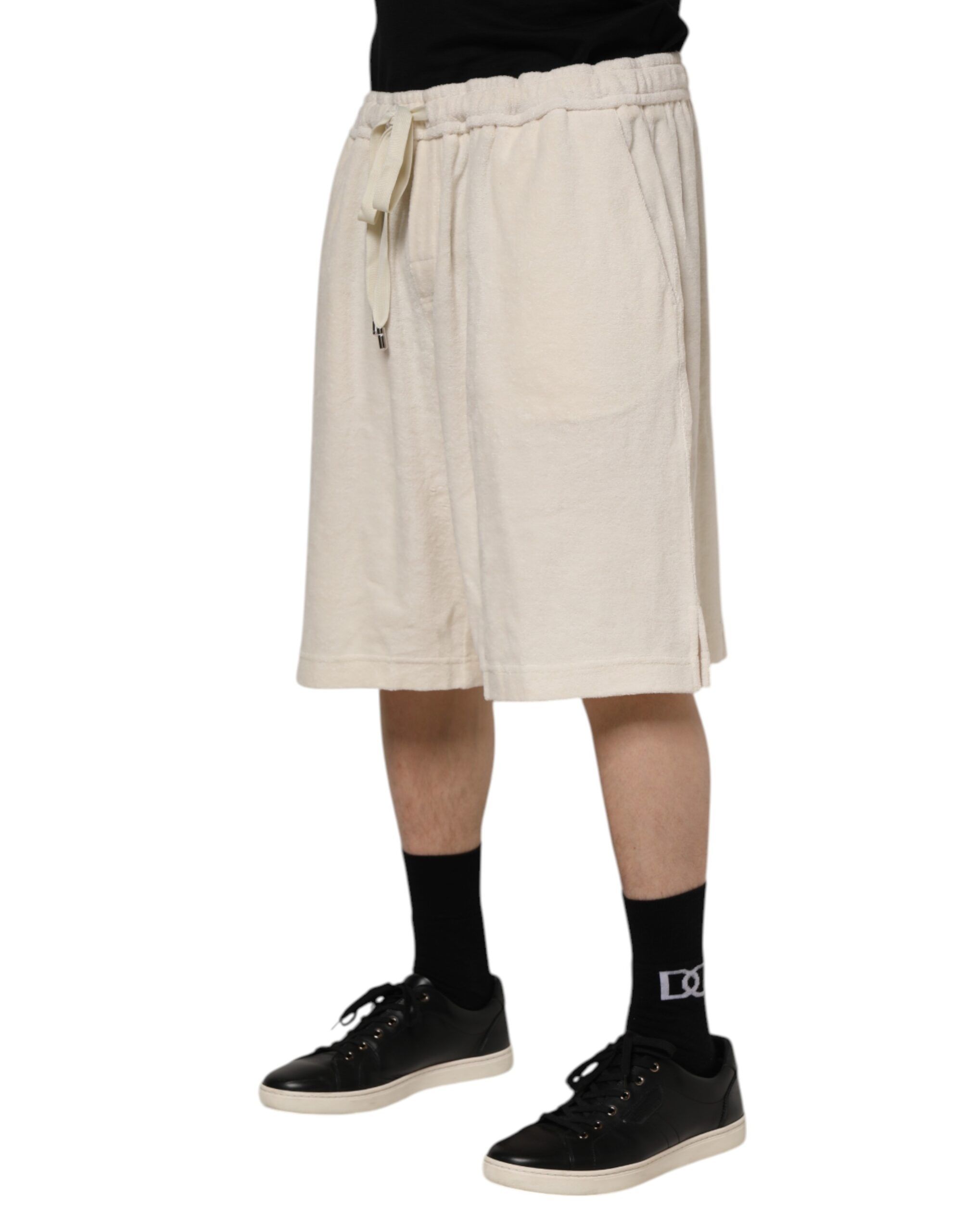 Ivory Cotton Men Bermuda SweatMen's Men's Shorts - Dolce & Gabbana - Modalova