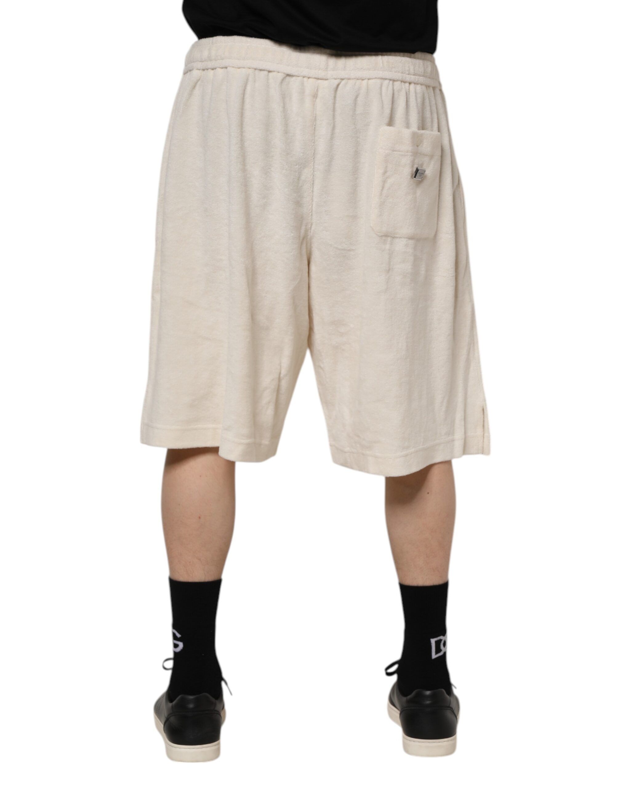 Ivory Cotton Men Bermuda SweatMen's Men's Shorts - Dolce & Gabbana - Modalova