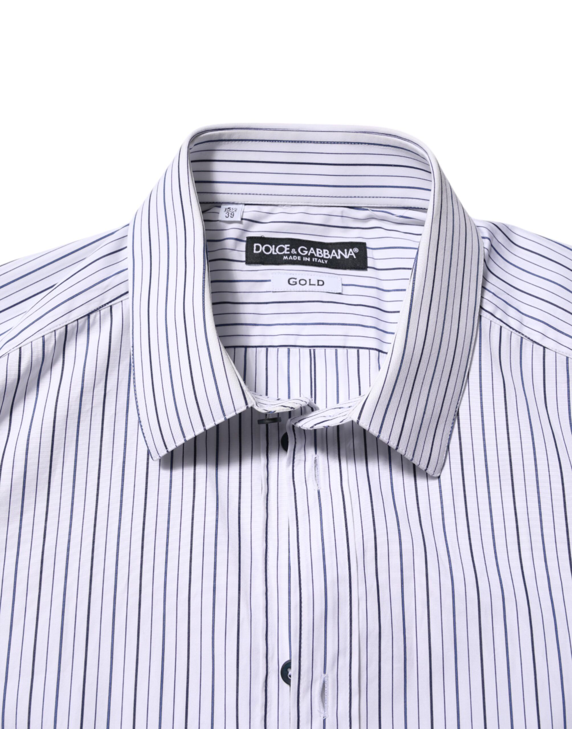 White Blue Striped Cotton GOLD Formal Men's Shirt - Dolce & Gabbana - Modalova