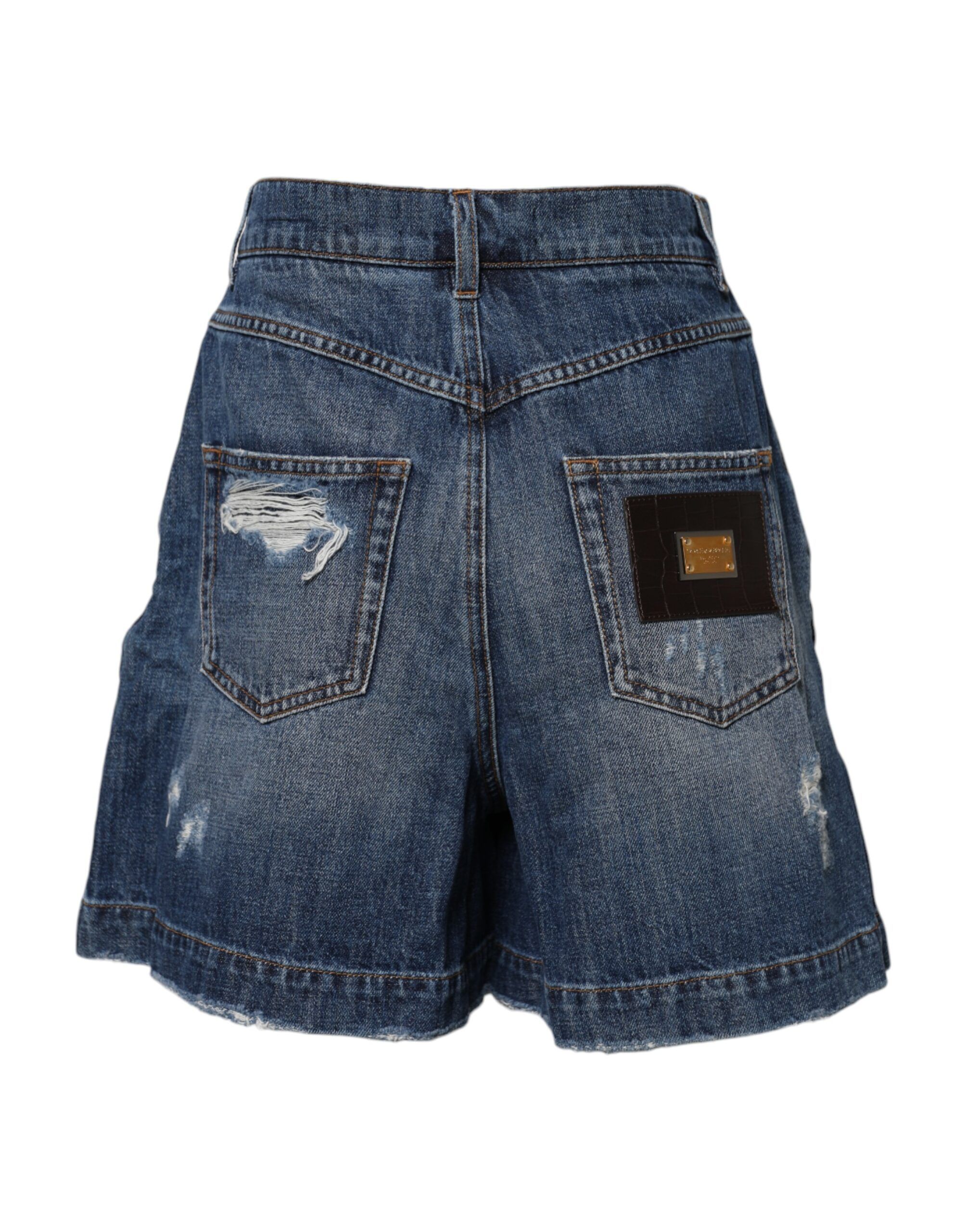 Cotton Tattered Denim Bermuda Women's Shorts - Dolce & Gabbana - Modalova
