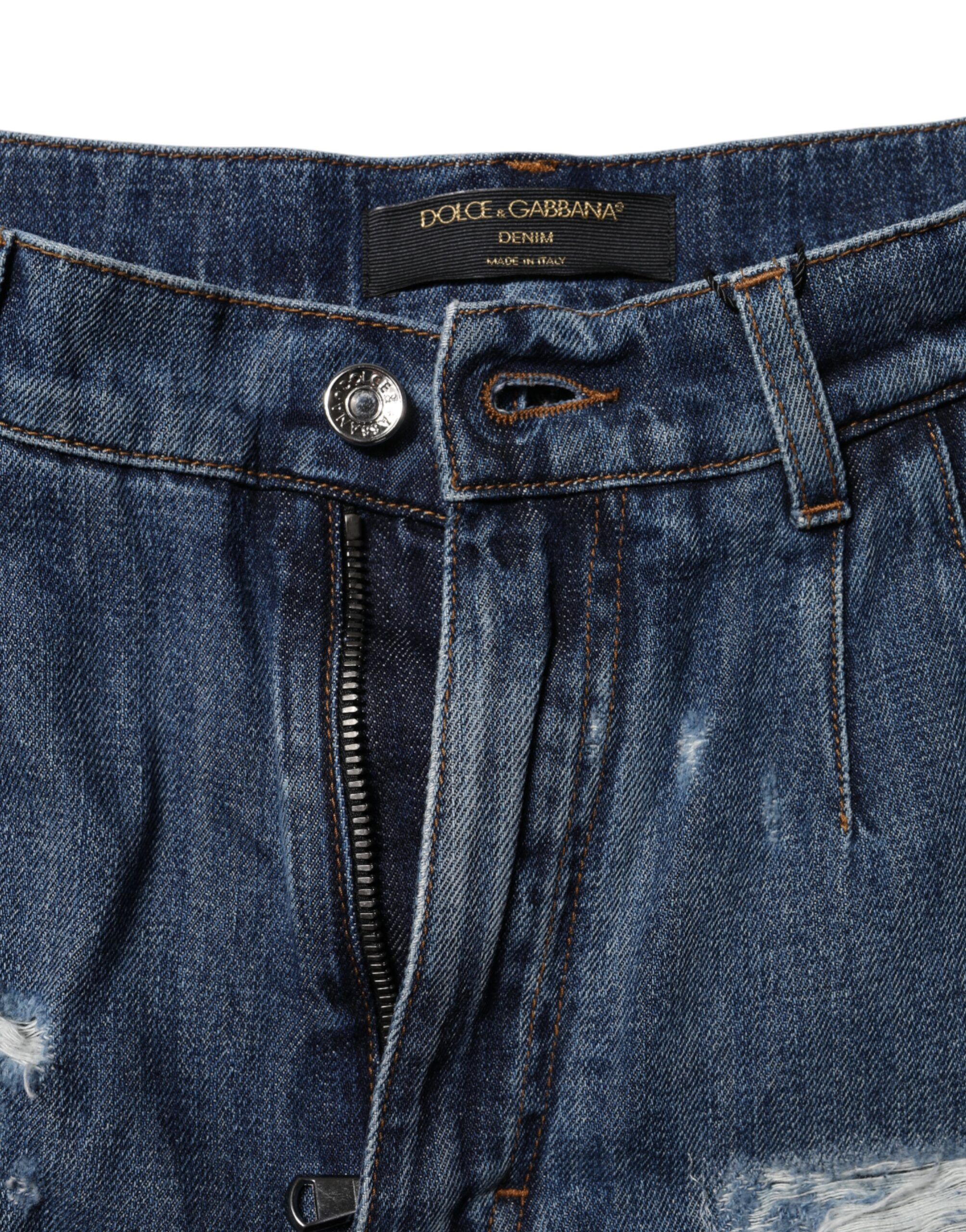 Cotton Tattered Denim Bermuda Women's Shorts - Dolce & Gabbana - Modalova