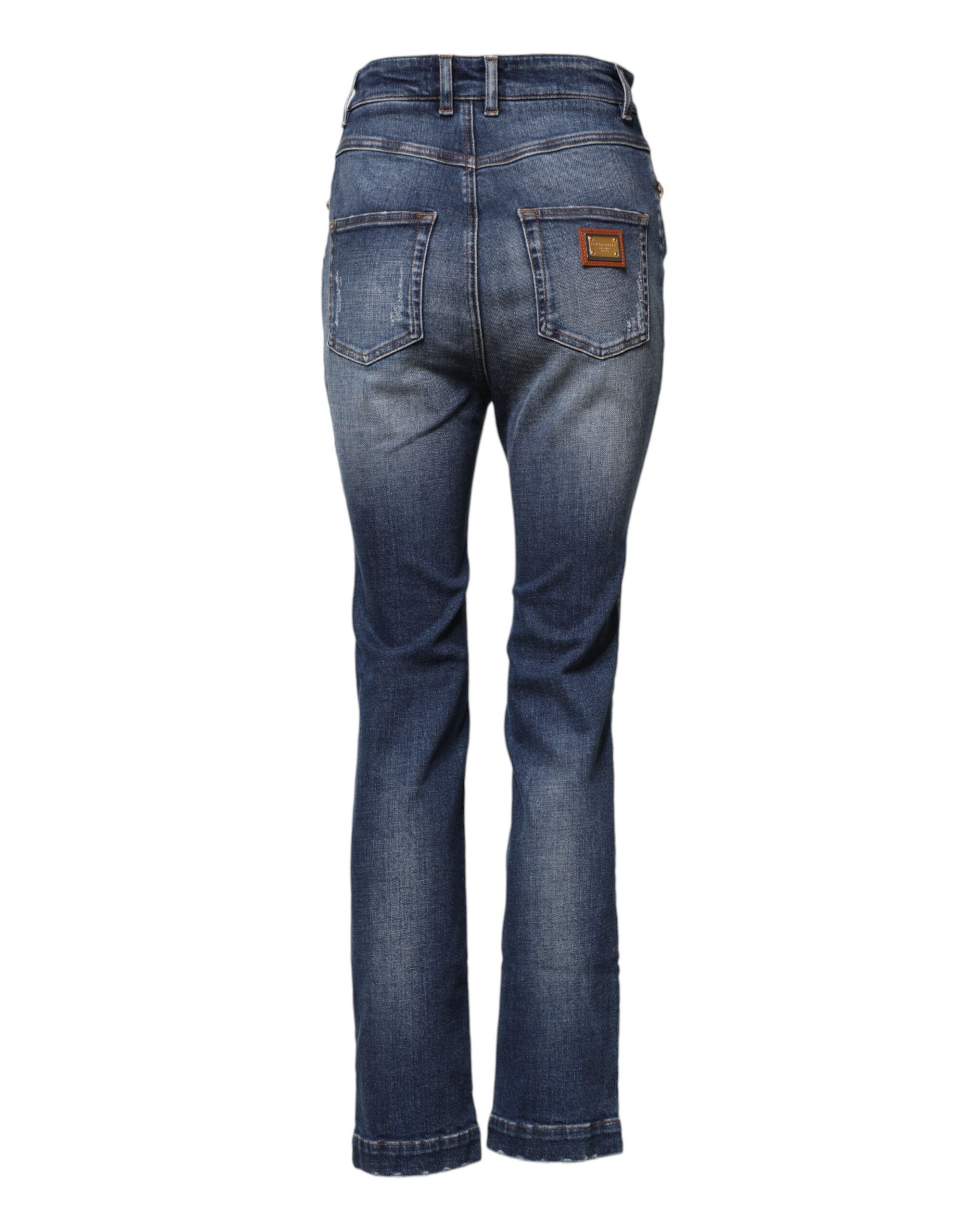 Rhinestone Embellished Denim Women's Jeans - Dolce & Gabbana - Modalova