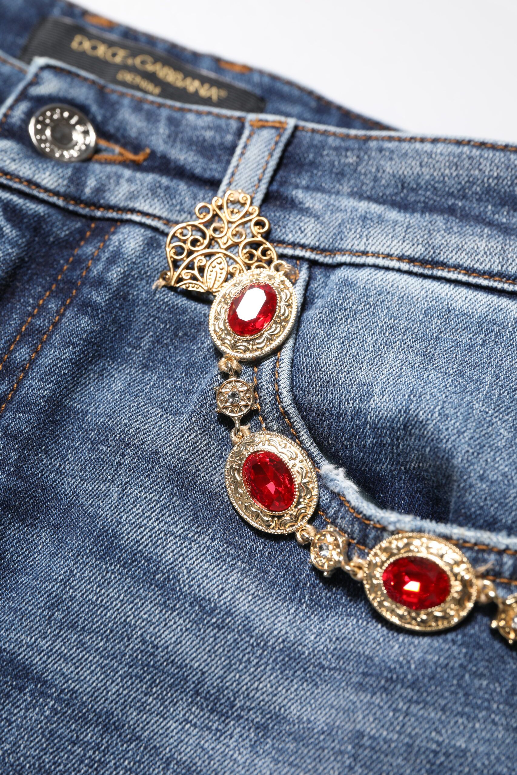 Rhinestone Embellished Denim Women's Jeans - Dolce & Gabbana - Modalova