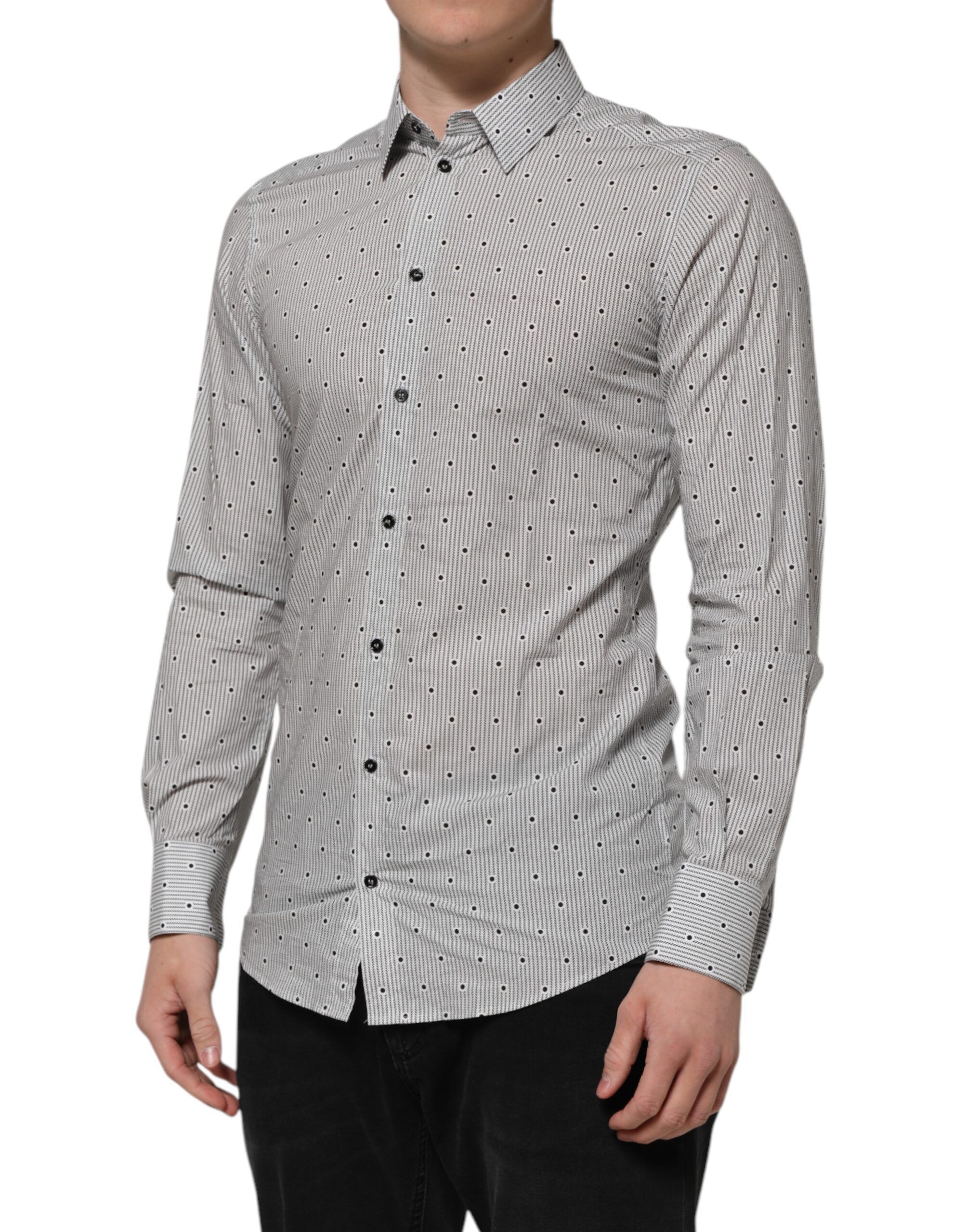 Dotted Semi Fitted GOLD Men Formal Men's Shirt - Dolce & Gabbana - Modalova