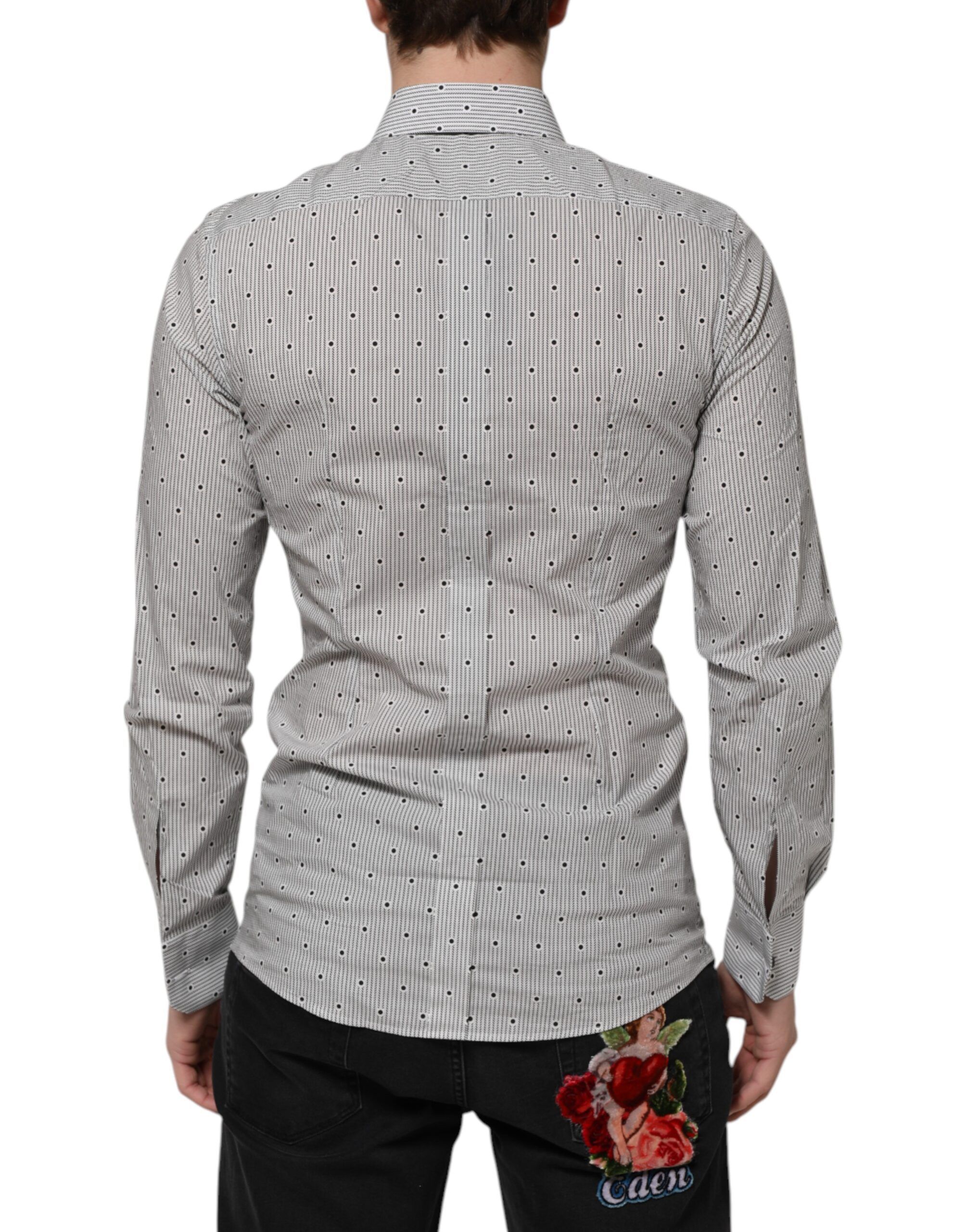 Dotted Semi Fitted GOLD Men Formal Men's Shirt - Dolce & Gabbana - Modalova