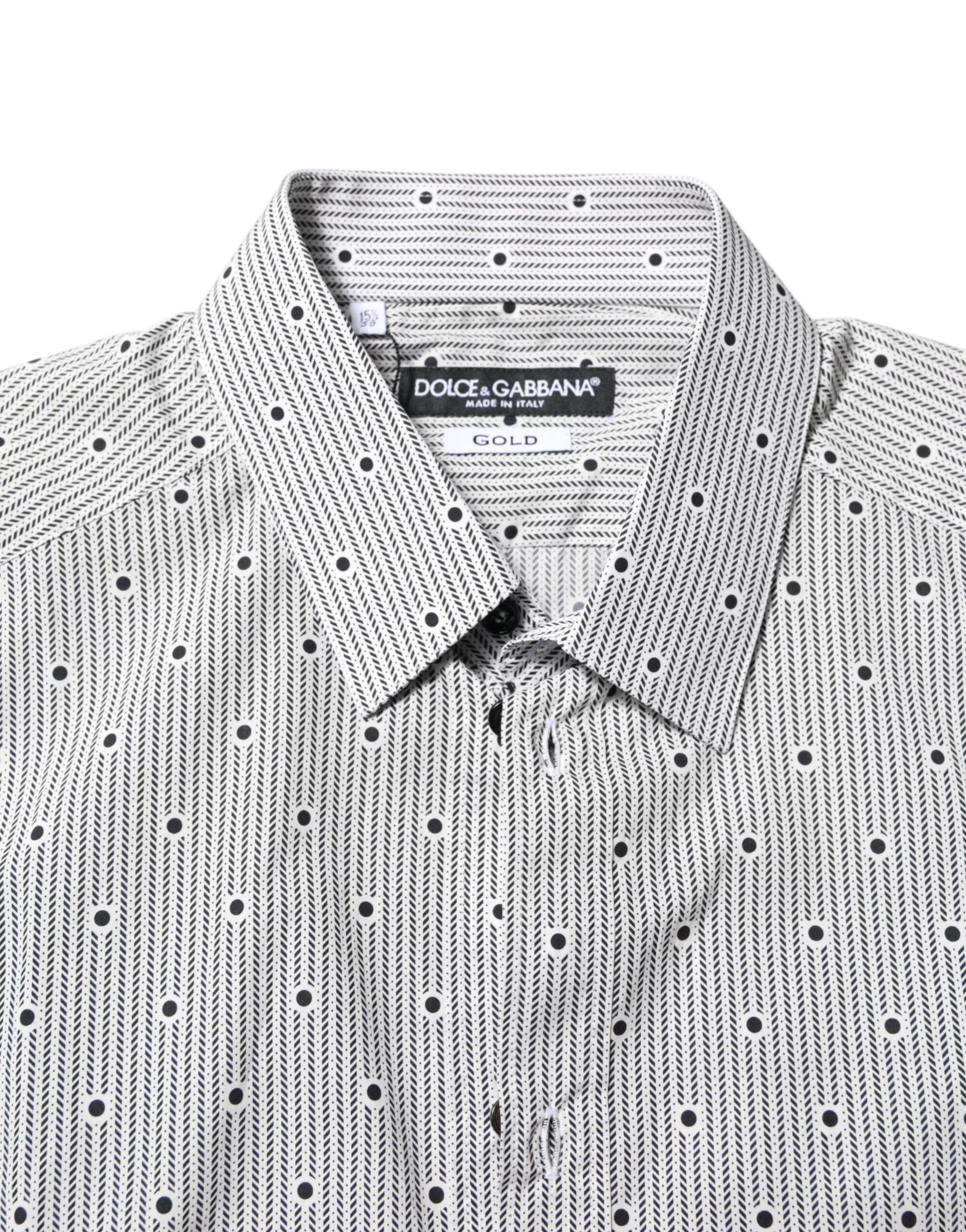 Dotted Semi Fitted GOLD Men Formal Men's Shirt - Dolce & Gabbana - Modalova