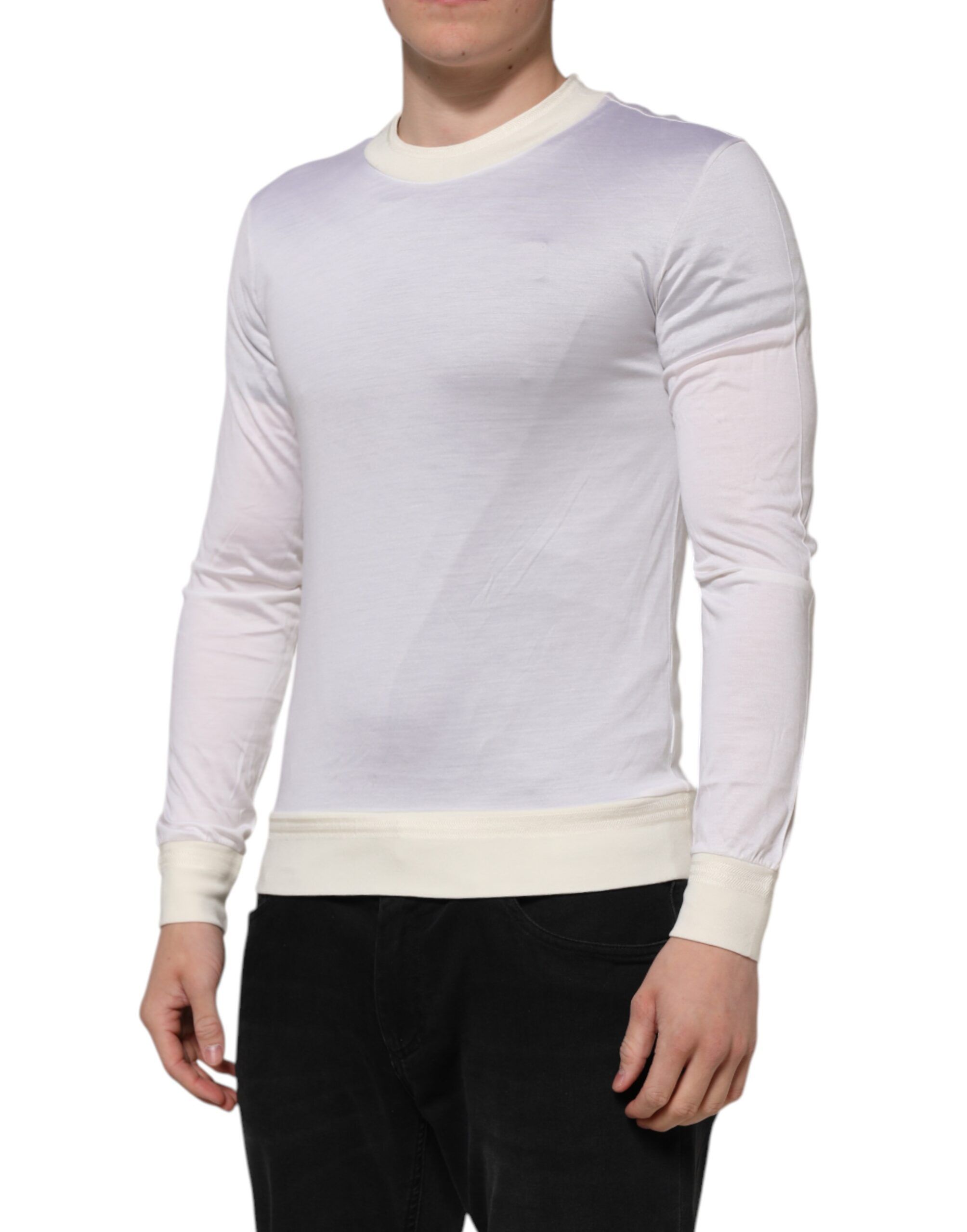 Silk Crew Neck Long Sleeves Men's T-shirt - Dolce & Gabbana - Modalova