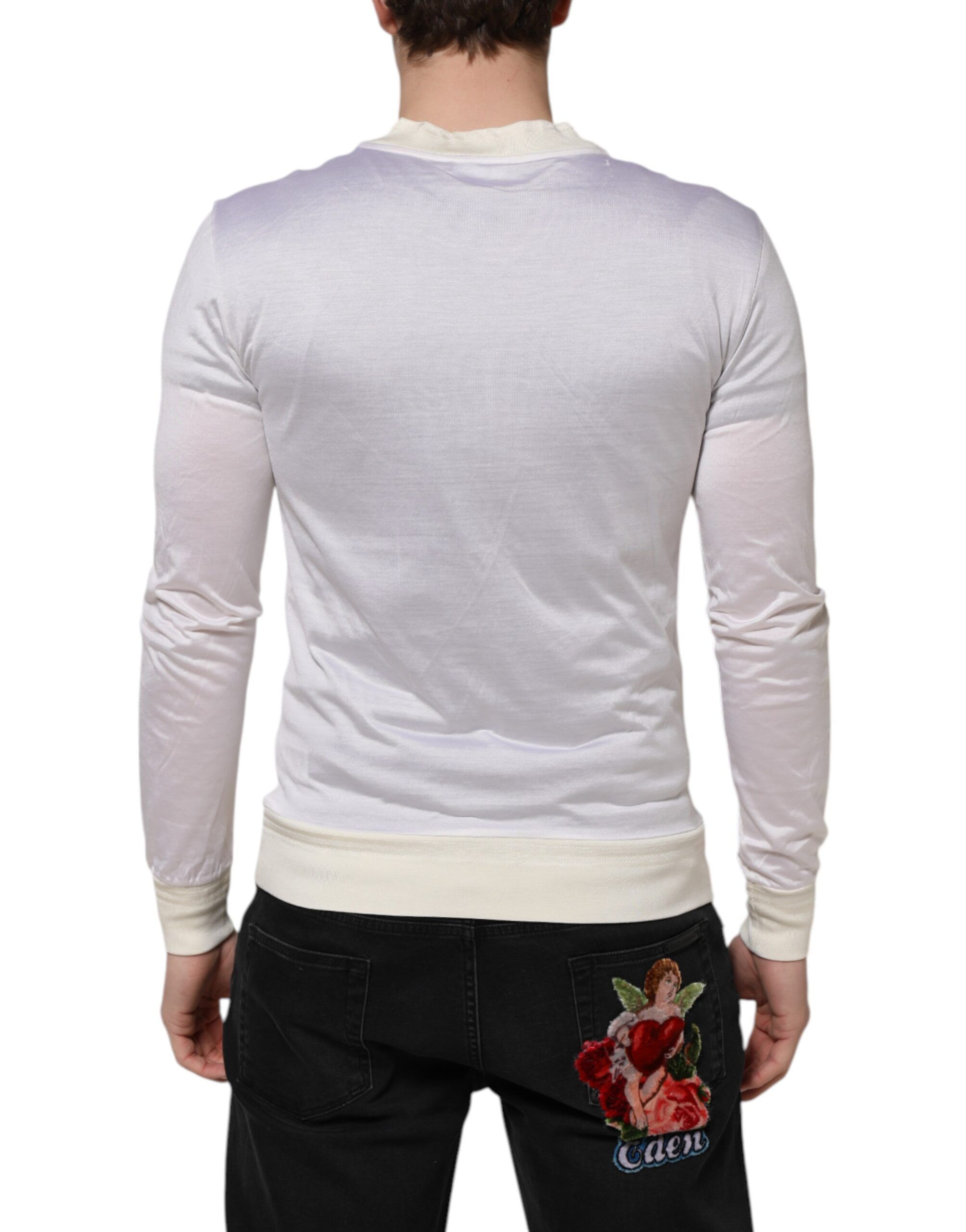 Silk Crew Neck Long Sleeves Men's T-shirt - Dolce & Gabbana - Modalova