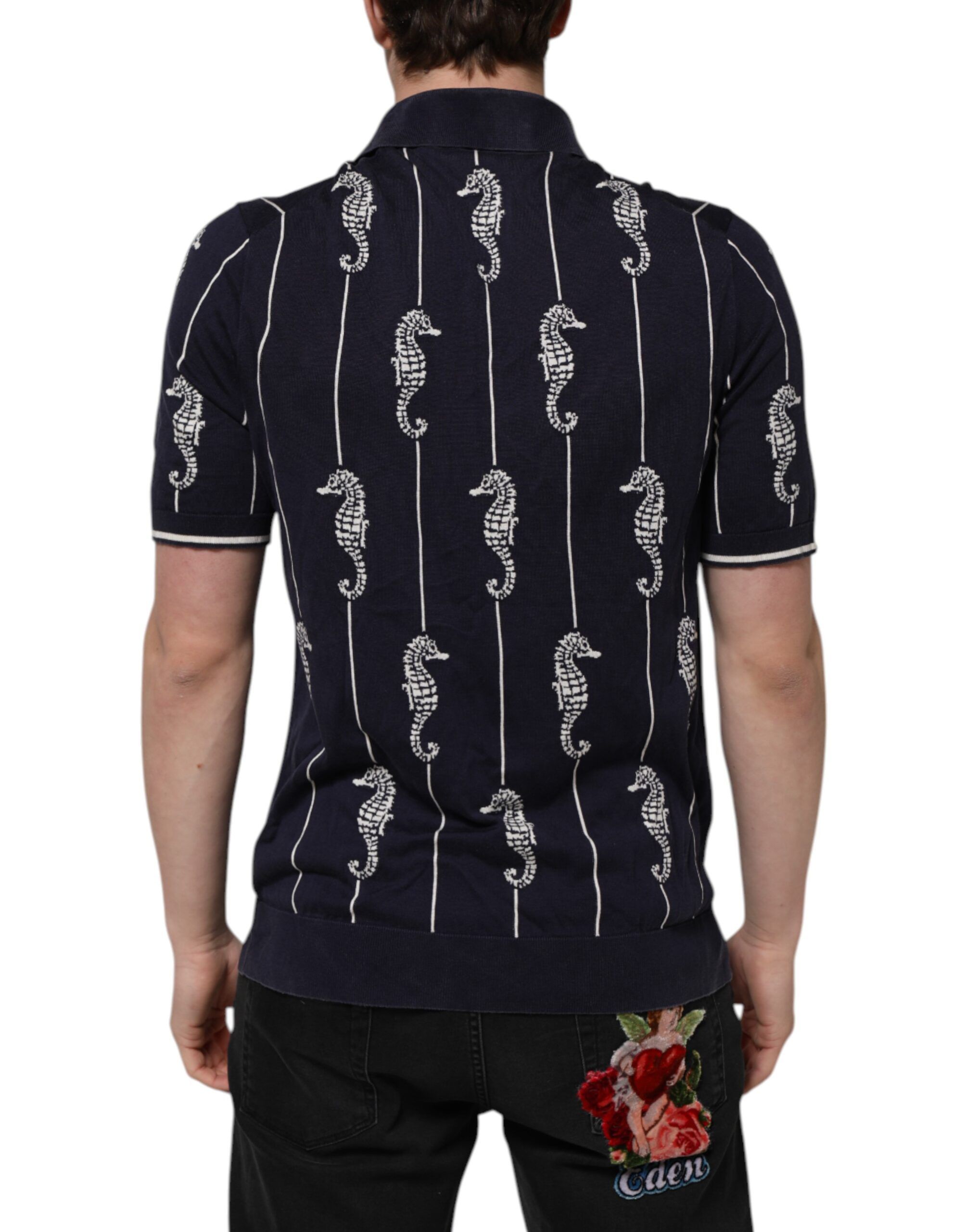 Dark Sea Horse Collared Polo Men's T-shirt (Pre-Owned) - Dolce & Gabbana - Modalova