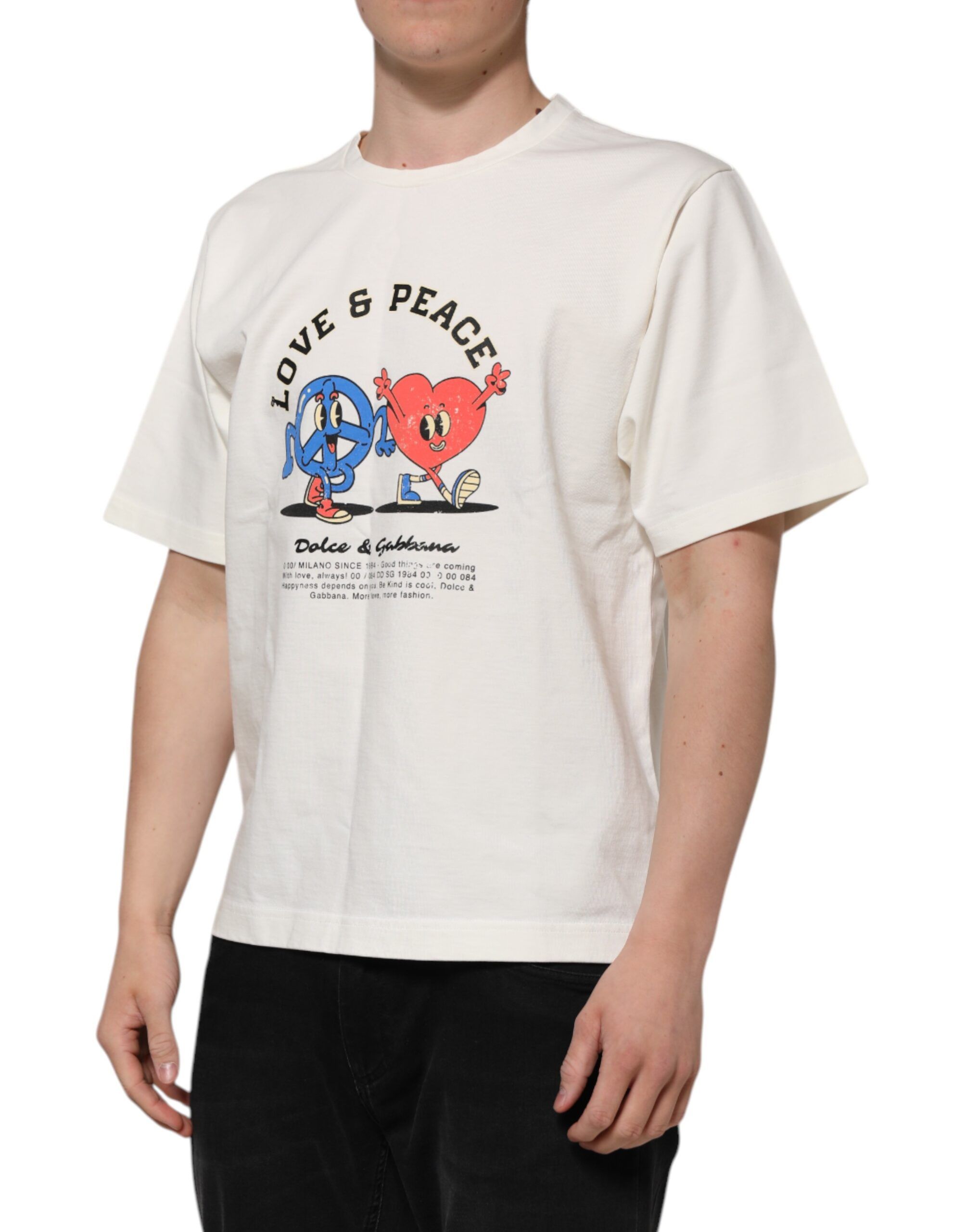 Love Peace Cotton Men Crew Neck Men's T-shirt - Dolce & Gabbana - Modalova