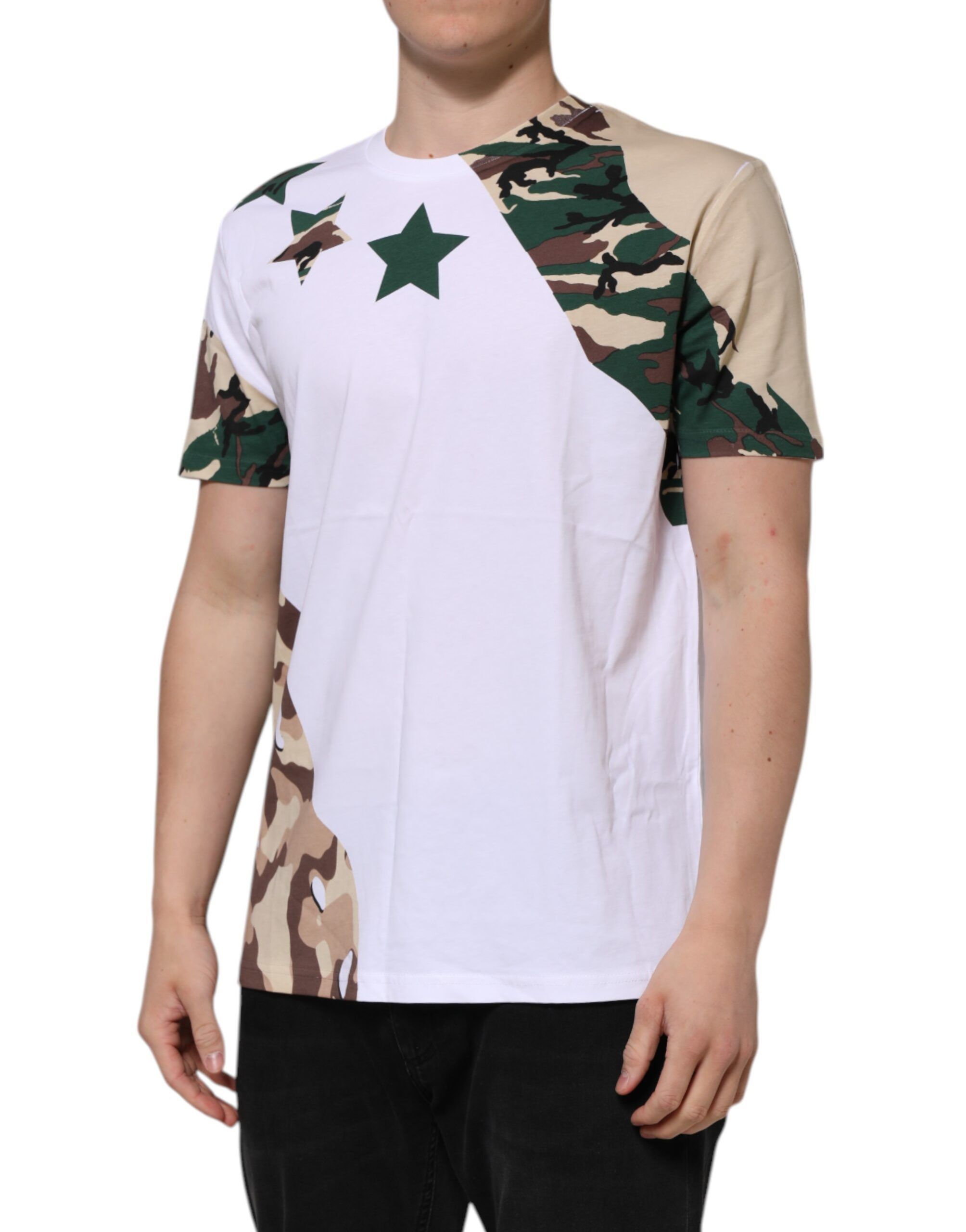 Camouflage Cotton Men Crew Neck Men's T-shirt - Dolce & Gabbana - Modalova