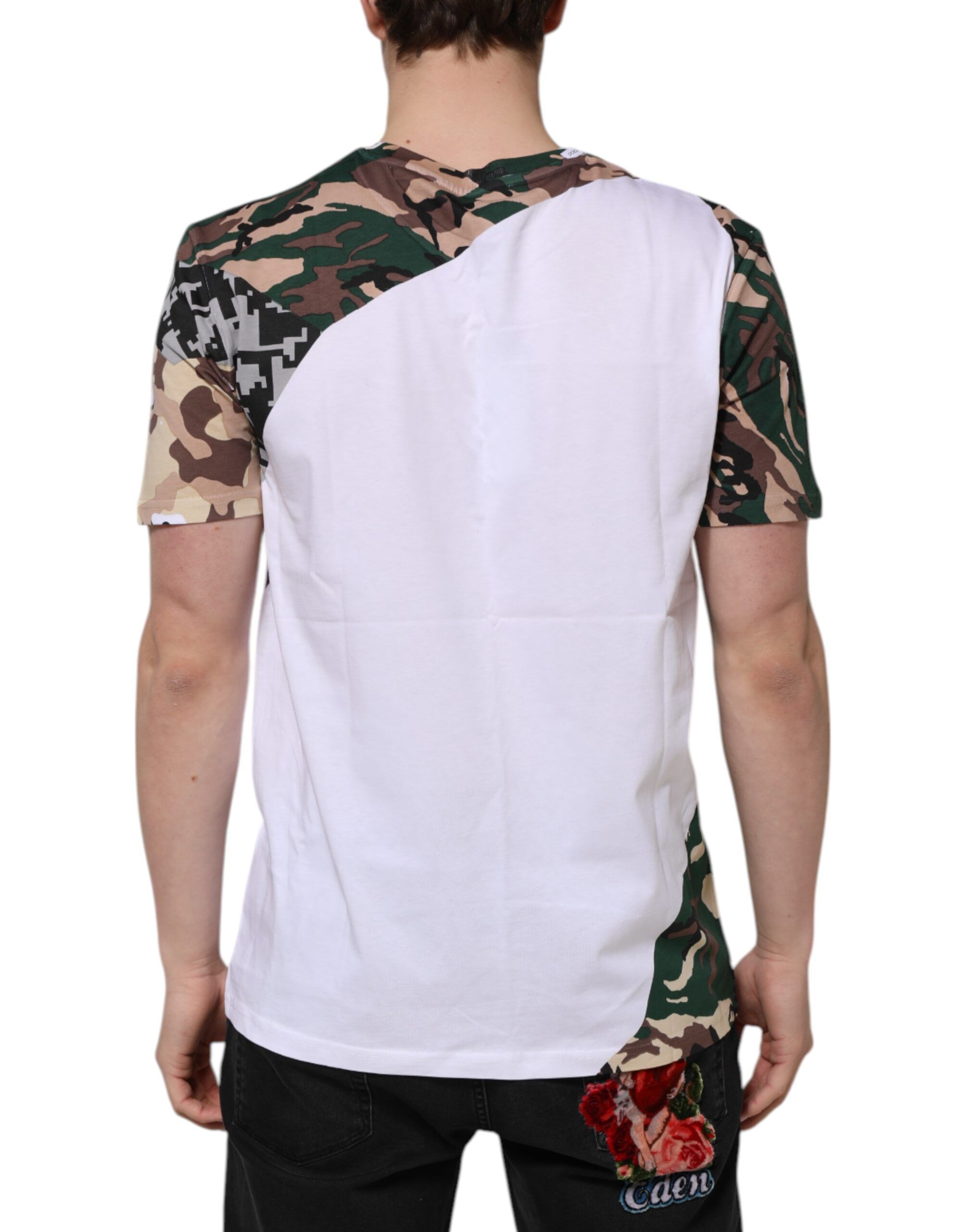 Camouflage Cotton Men Crew Neck Men's T-shirt - Dolce & Gabbana - Modalova