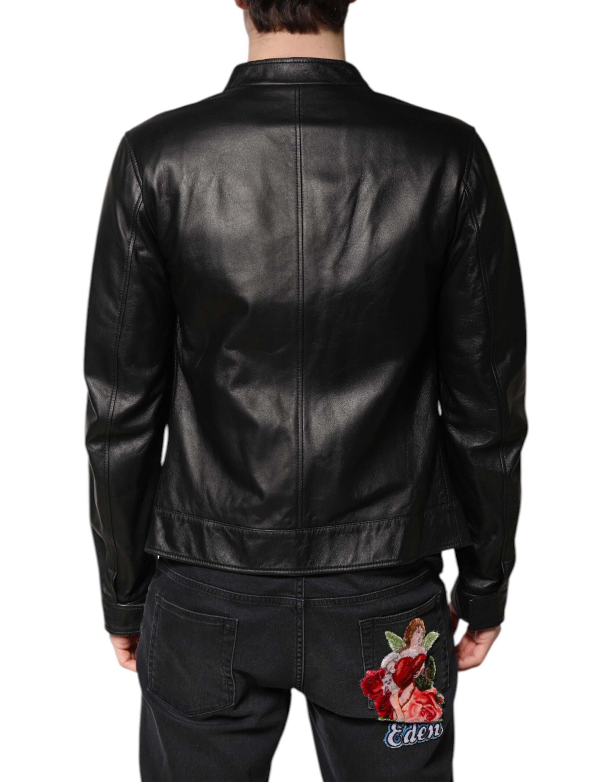 Sheep Leather Biker Full Zip Men's Jacket - Dolce & Gabbana - Modalova