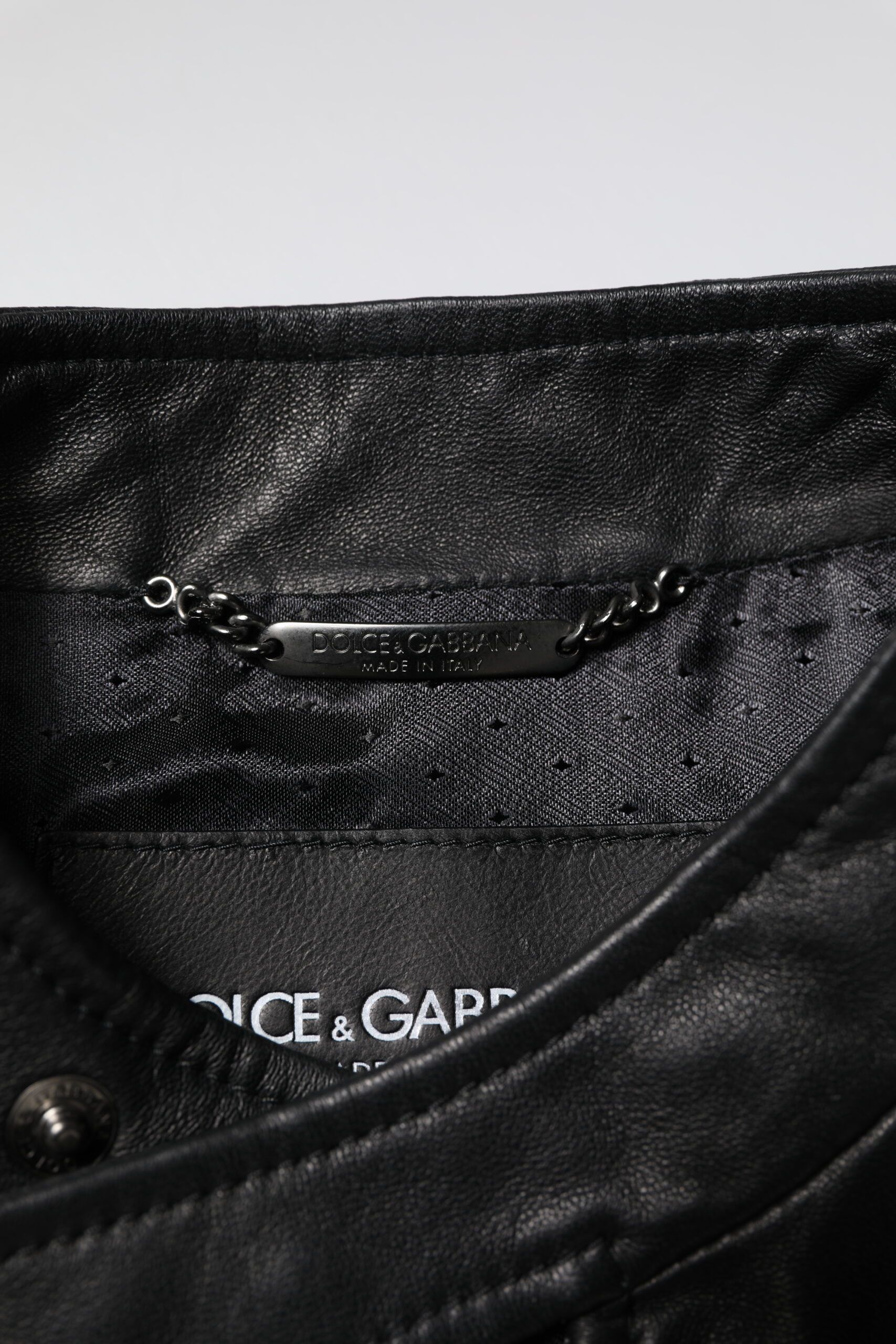 Sheep Leather Biker Full Zip Men's Jacket - Dolce & Gabbana - Modalova