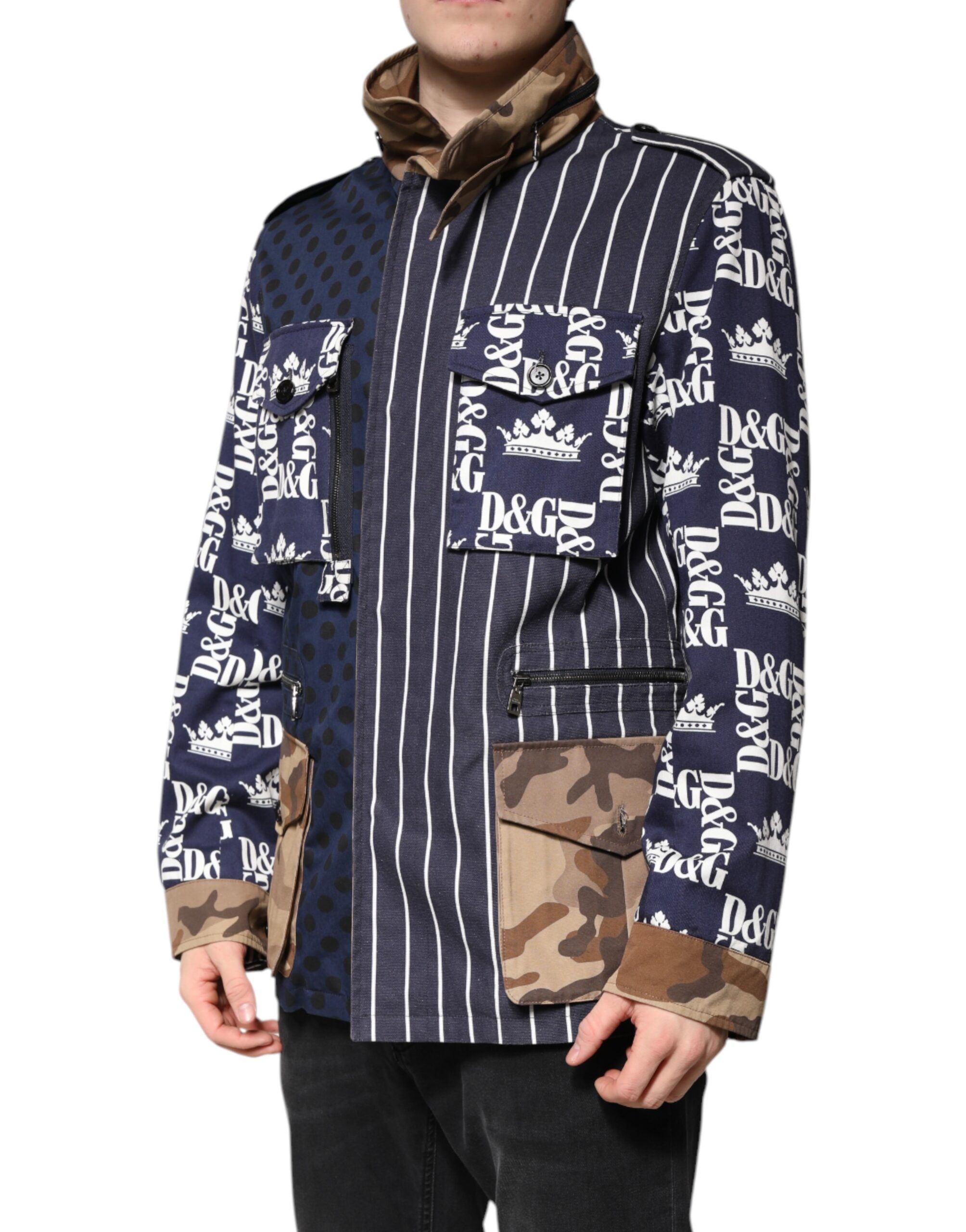 Cotton Logo Patchwork Coat Men's Jacket - Dolce & Gabbana - Modalova