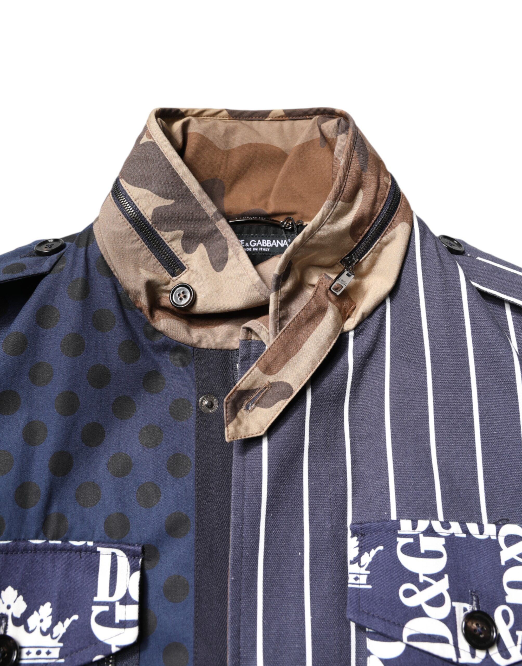 Cotton Logo Patchwork Coat Men's Jacket - Dolce & Gabbana - Modalova